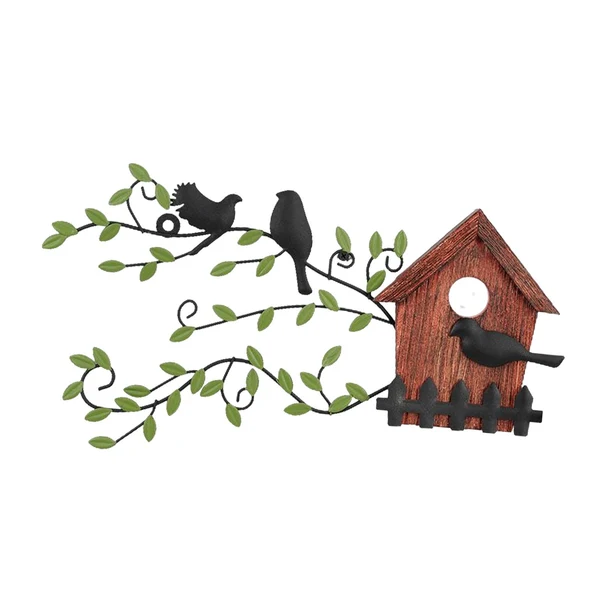 Comfortable Maxbell Maxbell Metal Birds Wall Decor Birdhouse Wall Art Decoration for Indoor Garden Brown 39cmx21.5cm Selected