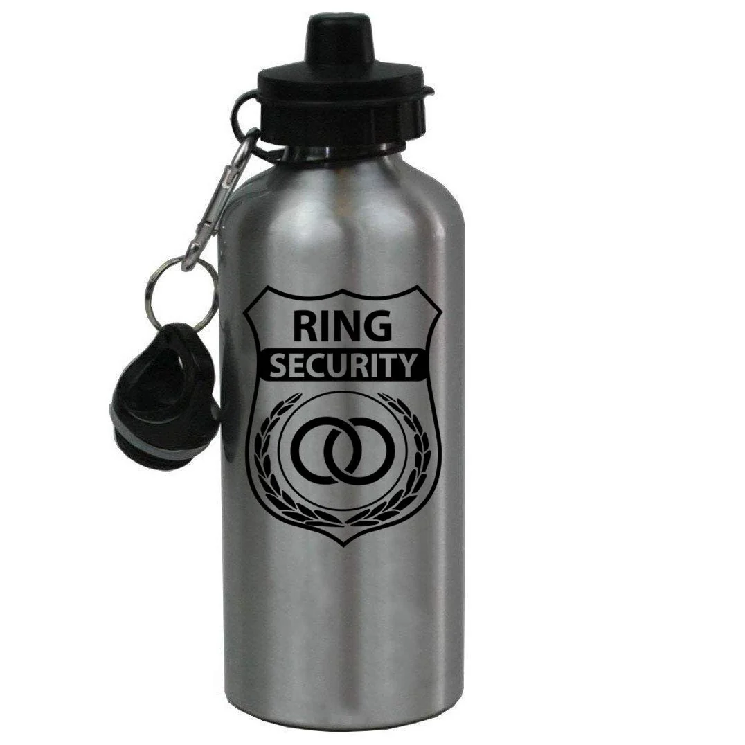 Superior CustomGiftsNow Ring Security - Wedding Ring Bearer 20-Ounce 600ML Silver Aluminum Sport Water Bottle 2 Lids Black Professional
