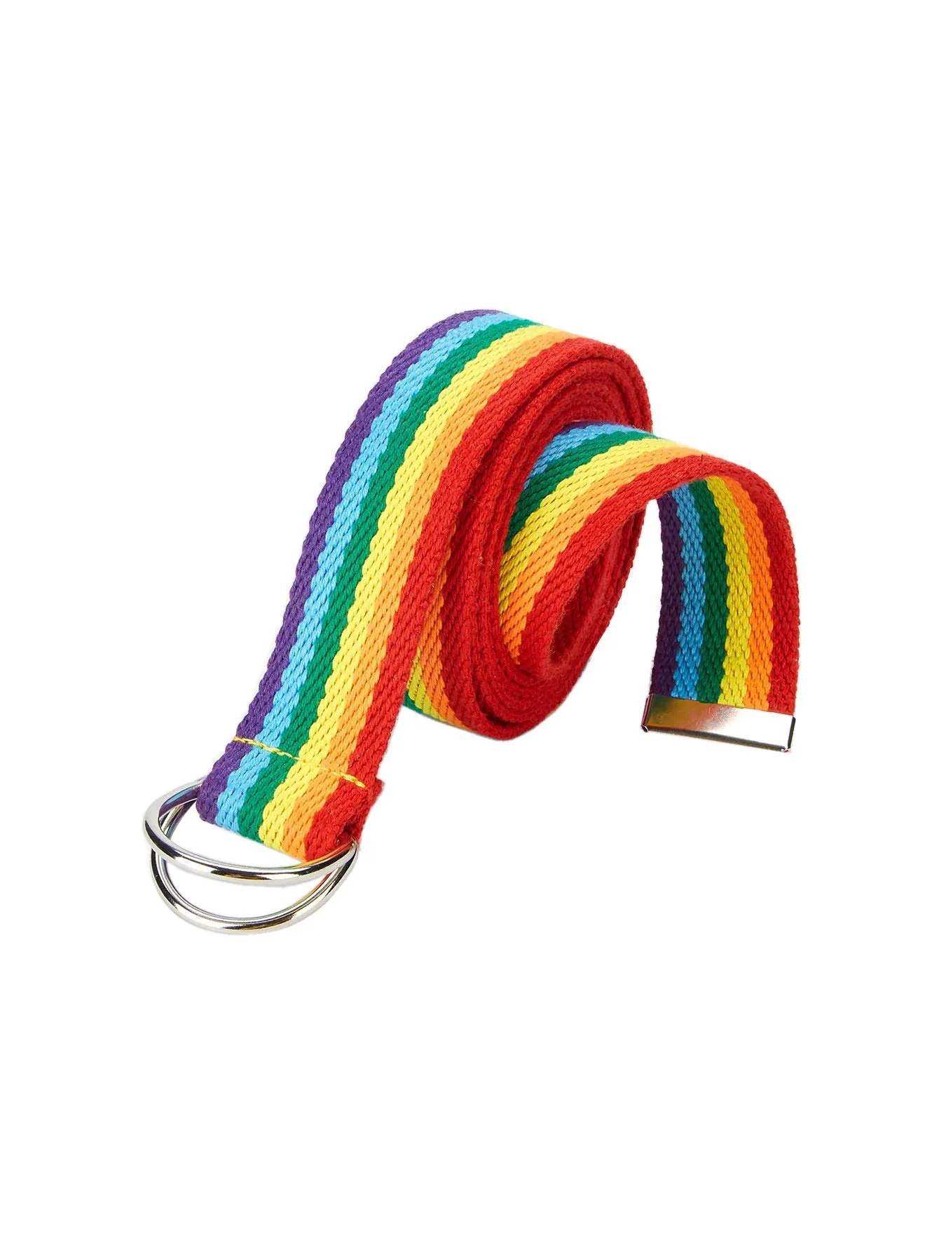 Elite Rainbow Belt for Women D-Ring Buckle Canvas Web Belts Rainbow Size Fast
