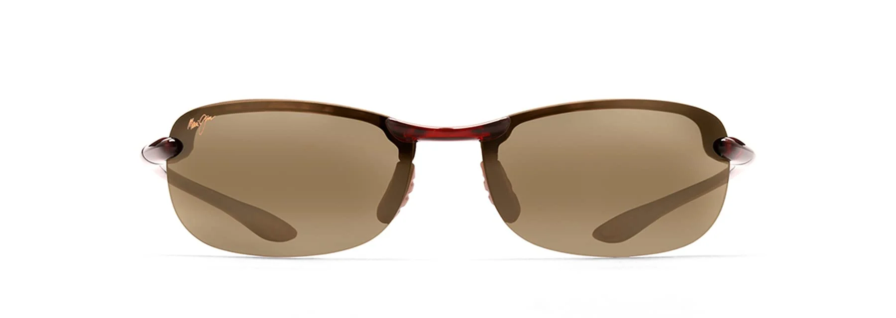 Green Maui Jim Men's and Women's Makaha Polarized Rimless Sunglasses Tortoise HCL® Bronze Medium Natural