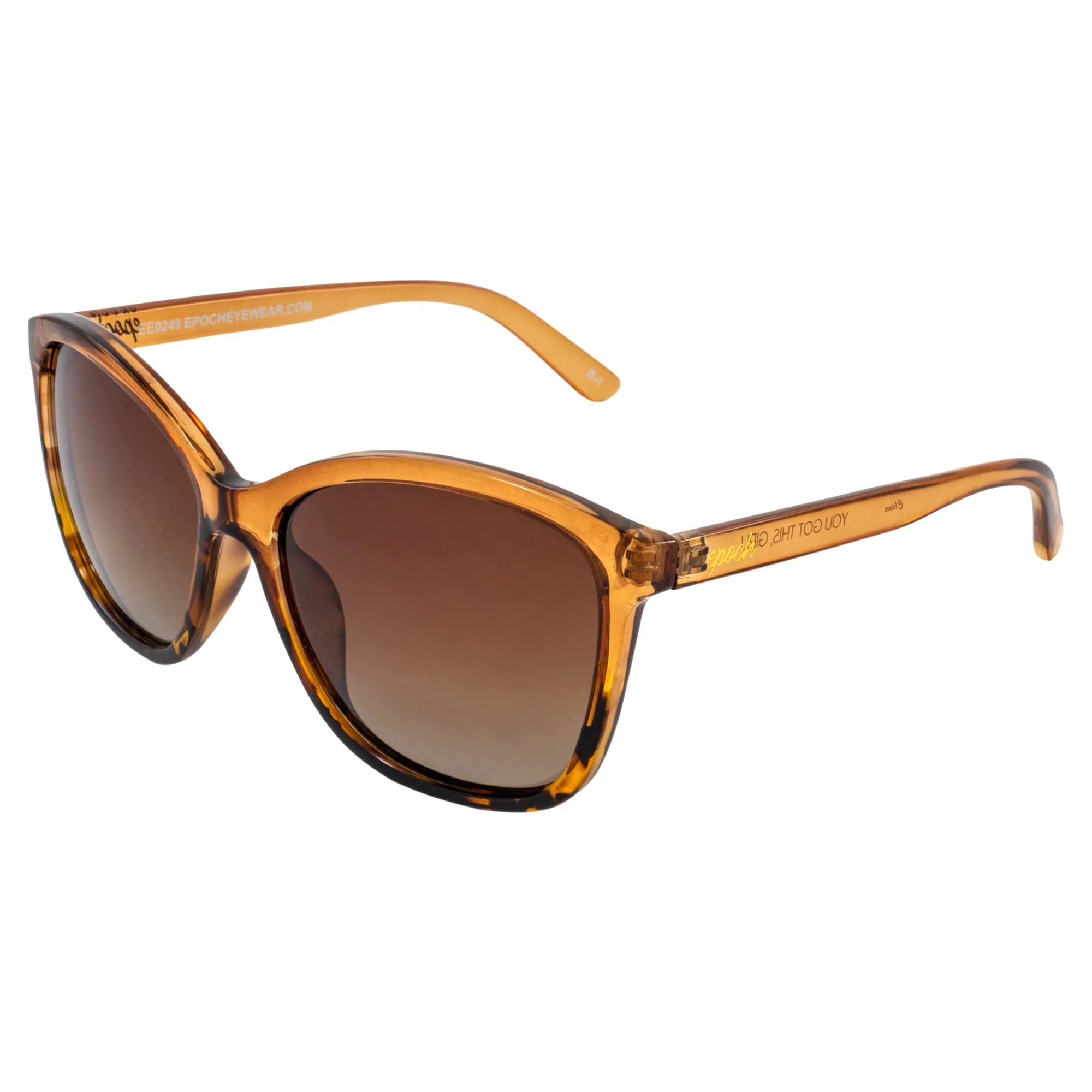 Soft Epoch Eyewear Elizabeth Sunglasses for Women Tortoise Brown Frame w Brown Gradient Polarized Lens Advanced