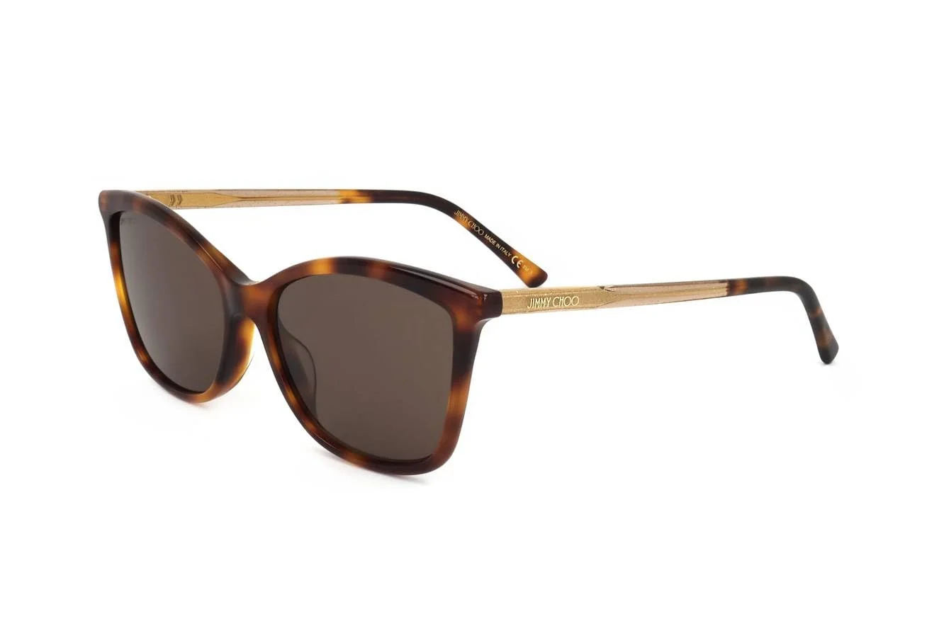 Contemporary JIMMY CHOO Rectangular Sunglasses Ba G S 08670 Havana Gold 56mm Minimalist