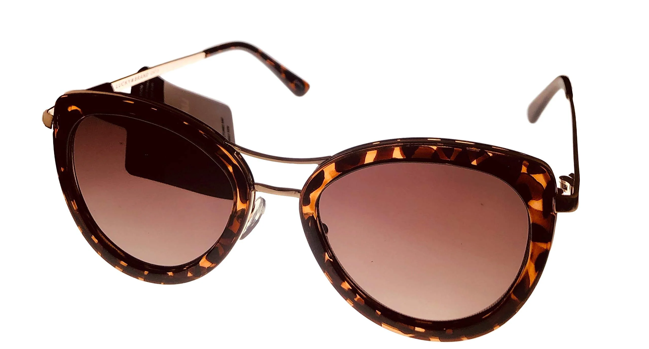 Prestigious Lucky Brand Womens Tortoise Plastic Cateye Sunglass Brown Lens Luna Green