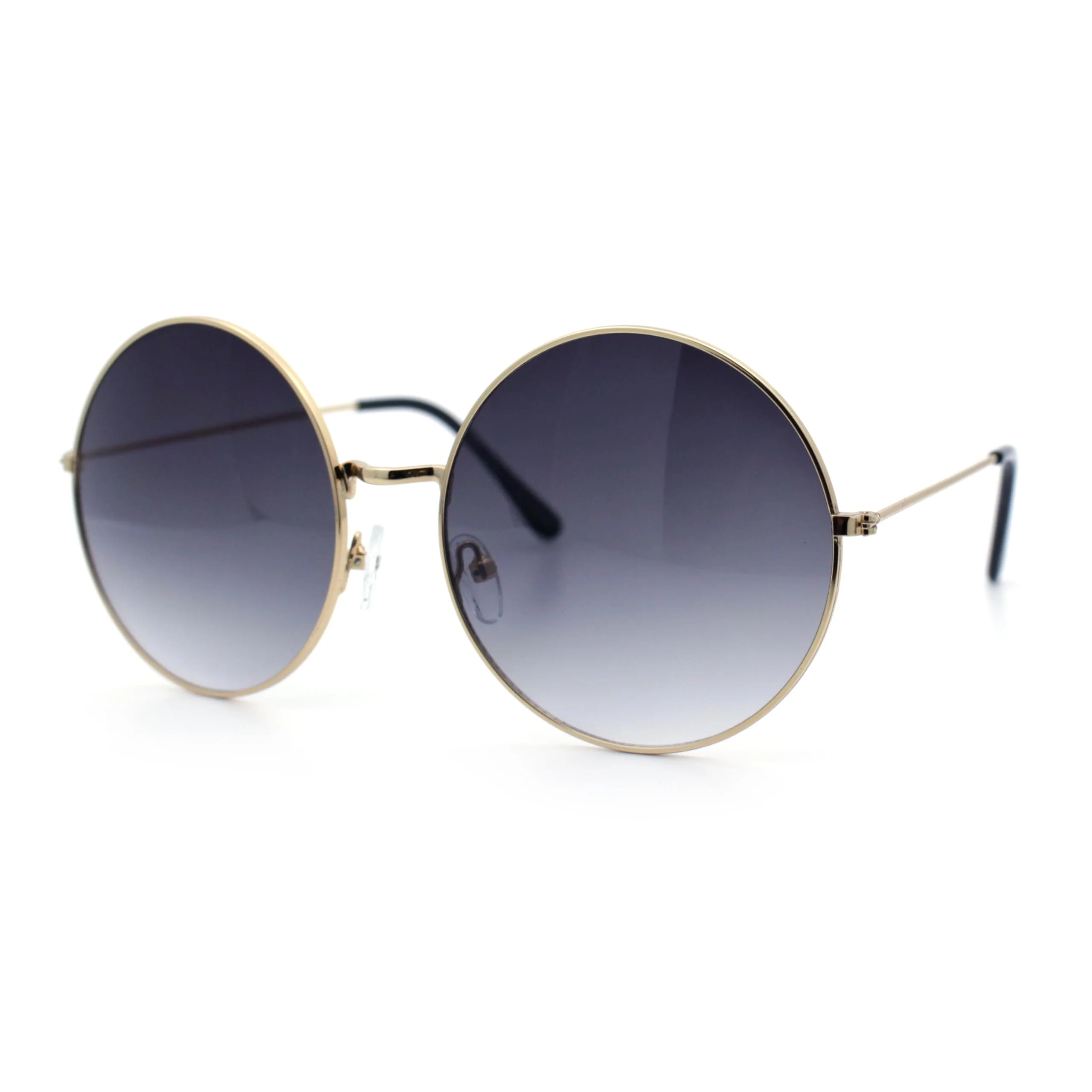 Outstanding Classic Oversize Joplin Style Hippie Round Circle Lens Sunglasses Gold Smoke Official