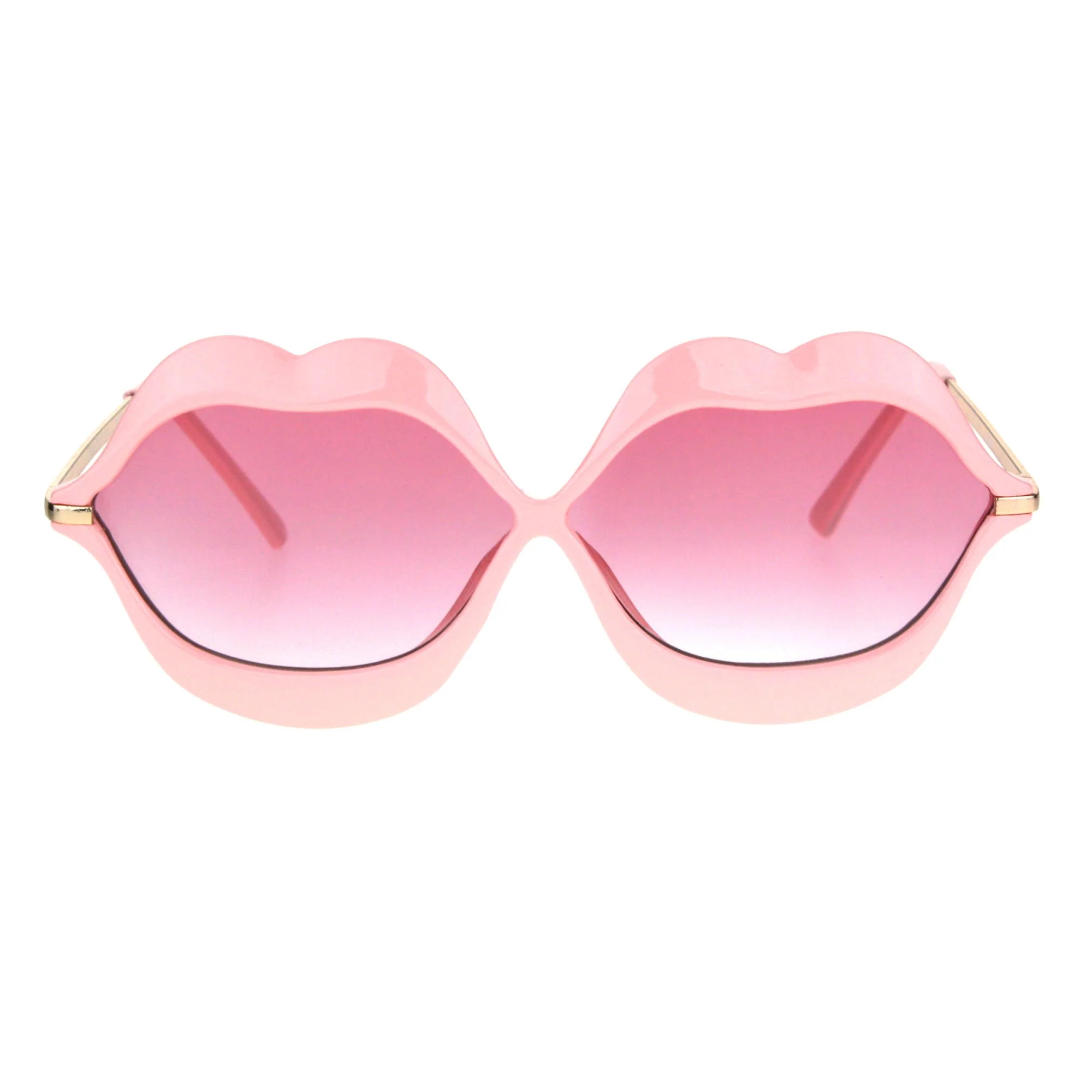 Sustainable Womens Funky Retro Kissing Lip Frame Party Shade Sunglasses Pink Solid