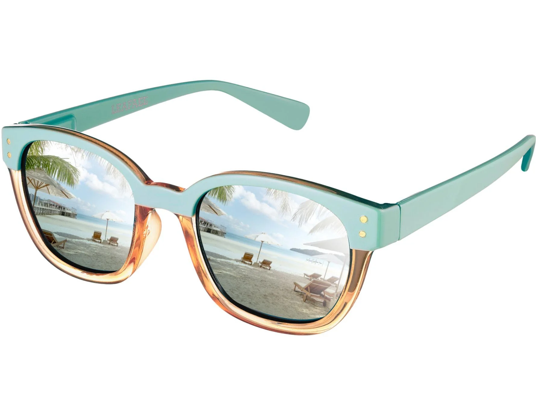 Premium Material Leafael Polarized Sunglasses Women's Trendy Two Tone Retro Design Advanced