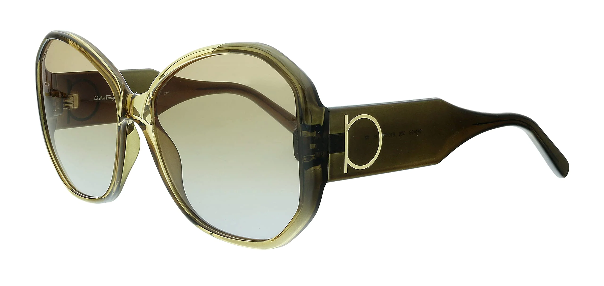 Stylish Salvatore Ferragamo Geometric Sunglasses SF942S 326 Khaki 61mm 942 Smooth