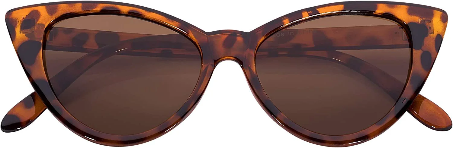 Lightweight OWL Cateye Sunglasses for Women Vintage Retro Sunnies Leopard Frame Brown Lens Fast