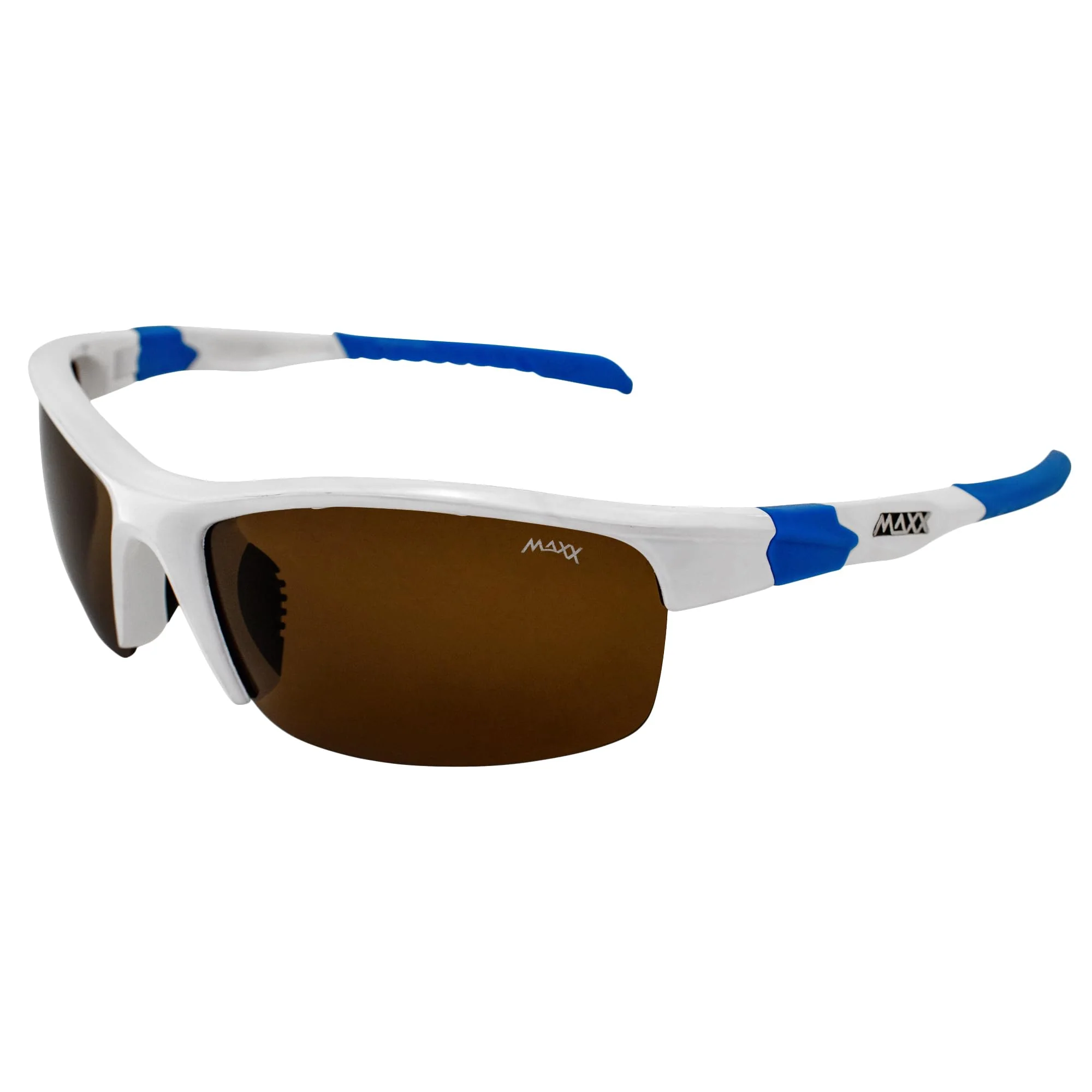 Minimalist MAXX Switchback Sport Golf Motorcycle Riding Sunglasses White with Blue and Polarized Brown Lens Original