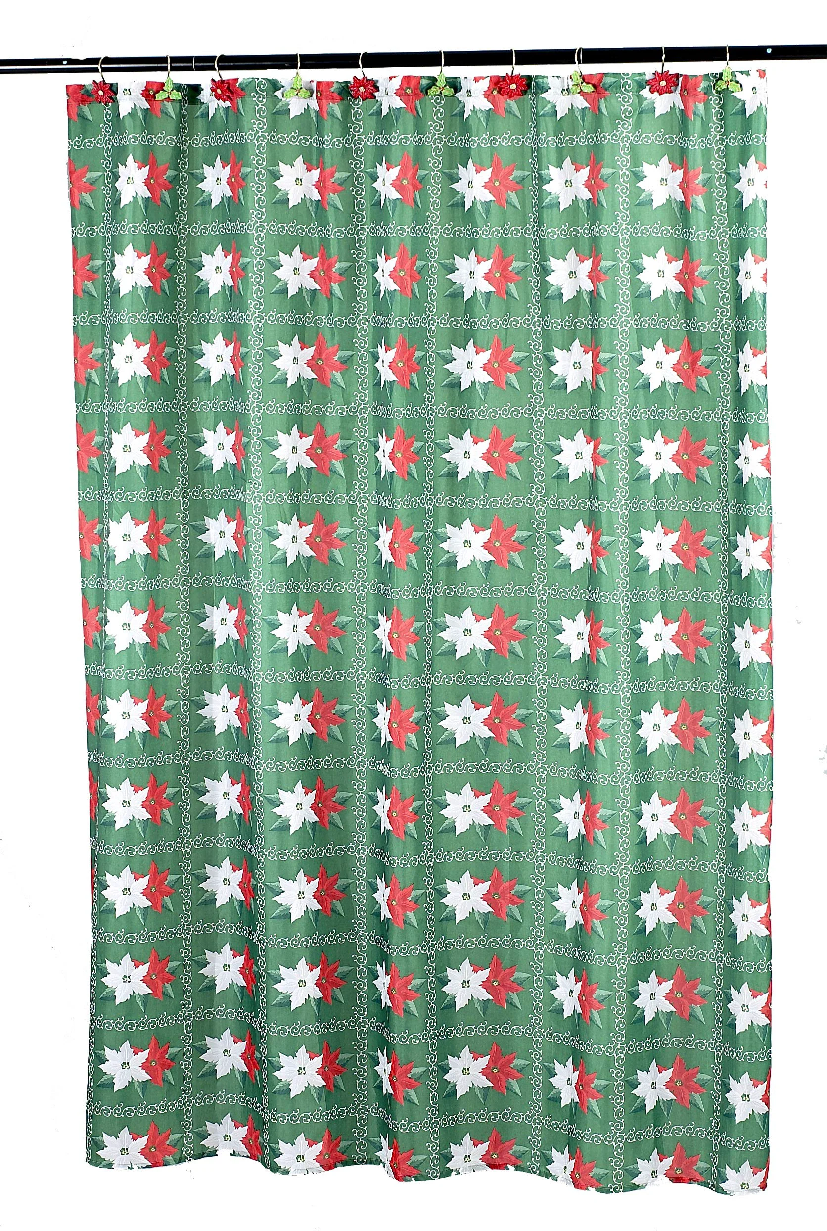 Contemporary Carnation Home Fashions Poinsettia Fabric 70 by 72 Shower Curtain Elegant