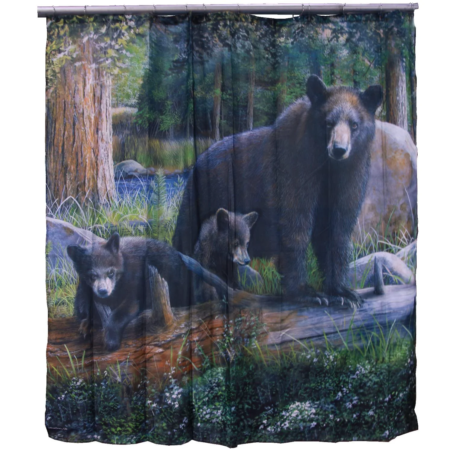 Trusted Marco De Leon Collections Backwoods Black Bear Family Scenic Woodland Forest Lodge Cabin Decorative 72 Shower Curtain Pure