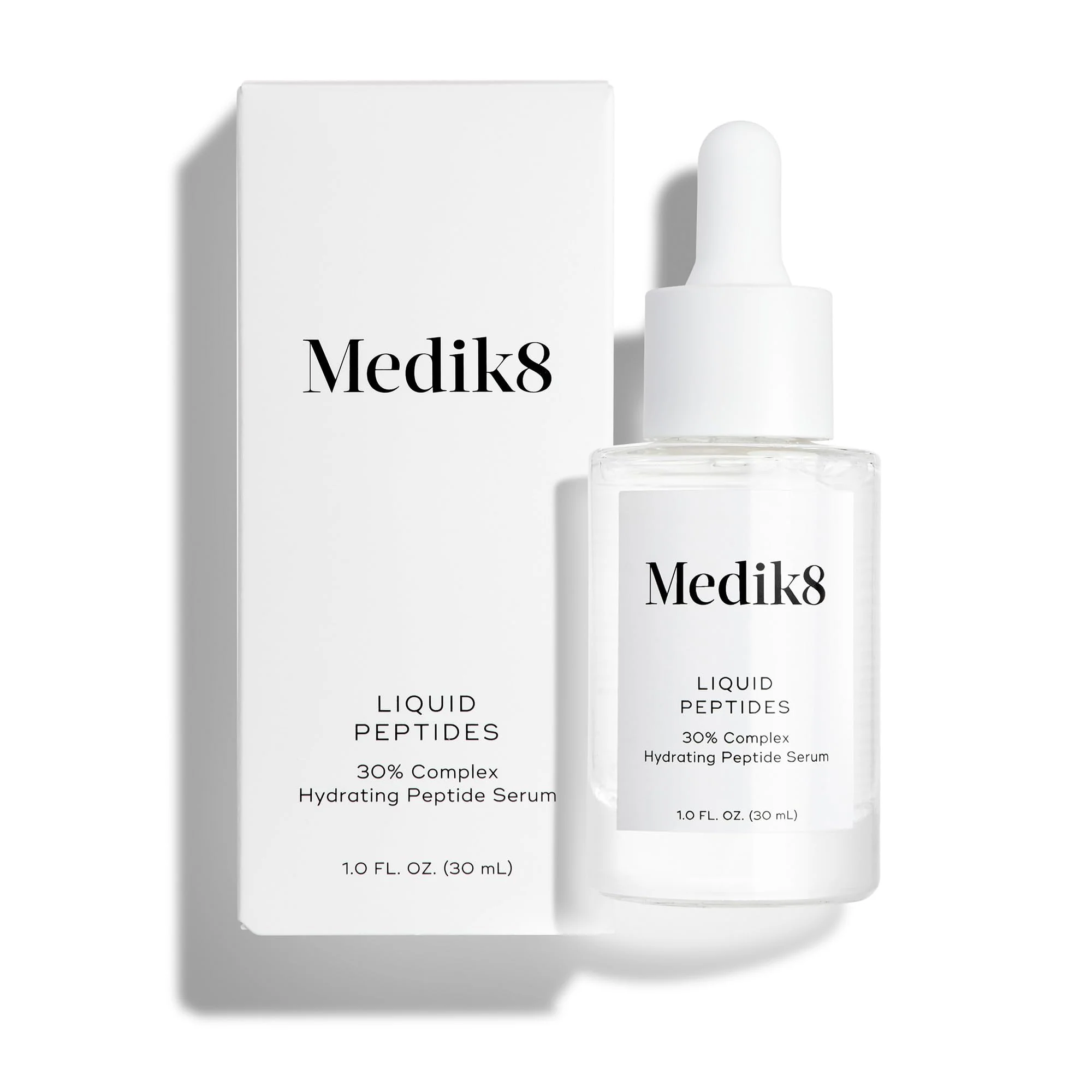 Natural Medik8 Liquid Peptides - Regenerating Multi Peptide Serum - Smooths Wrinkles and Fine Lines - Hydrating Brightening Plumping - 1.0 oz Functional
