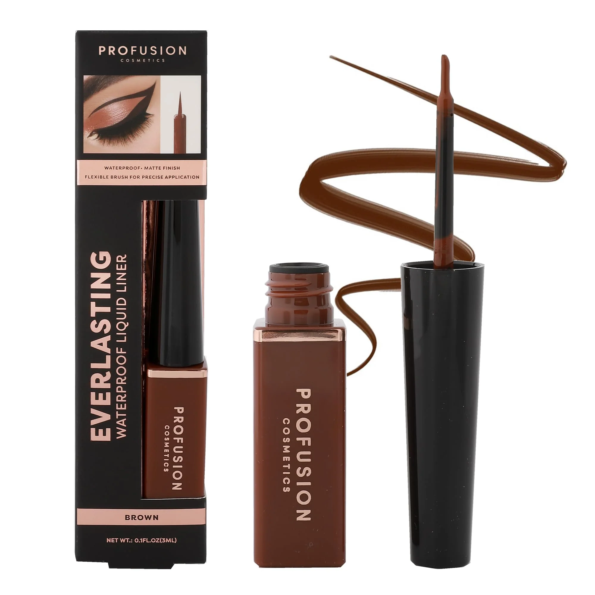 Enhanced Profusion Cosmetics Everlasting Waterproof Liquid Eyeliner - Pro-Control Brush for Bold Definition Long-Wearing Smudge-Resistant Vegan… Dependable
