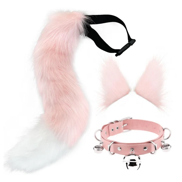 Clean Maxbell Cosplay Costume Set Fur Cat Ears Long Tail for Role Play Masquerade Pink Long-Lasting