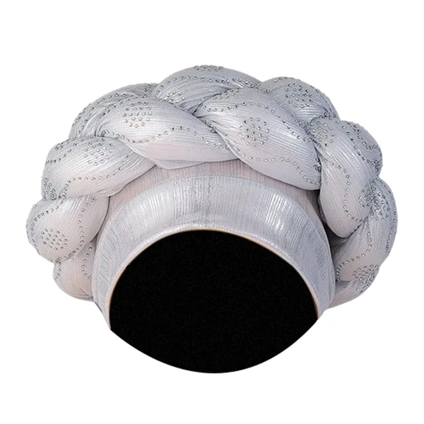 Outstanding Maxbell African Turban Muslim Headscarf Headwear Hair Cover Twisted Head Turbans silver Advanced