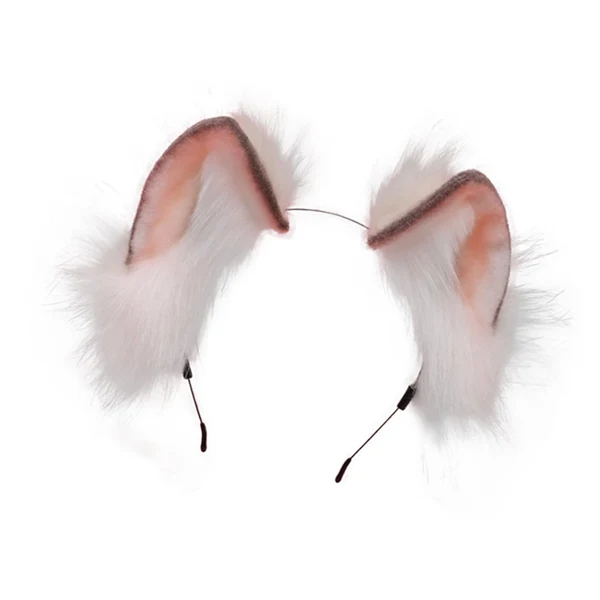 Stylish Maxbell Animal Ears Headband Furry Fox Ears Costume Dressing up for Lolita Cosplay Creamy White Traditional