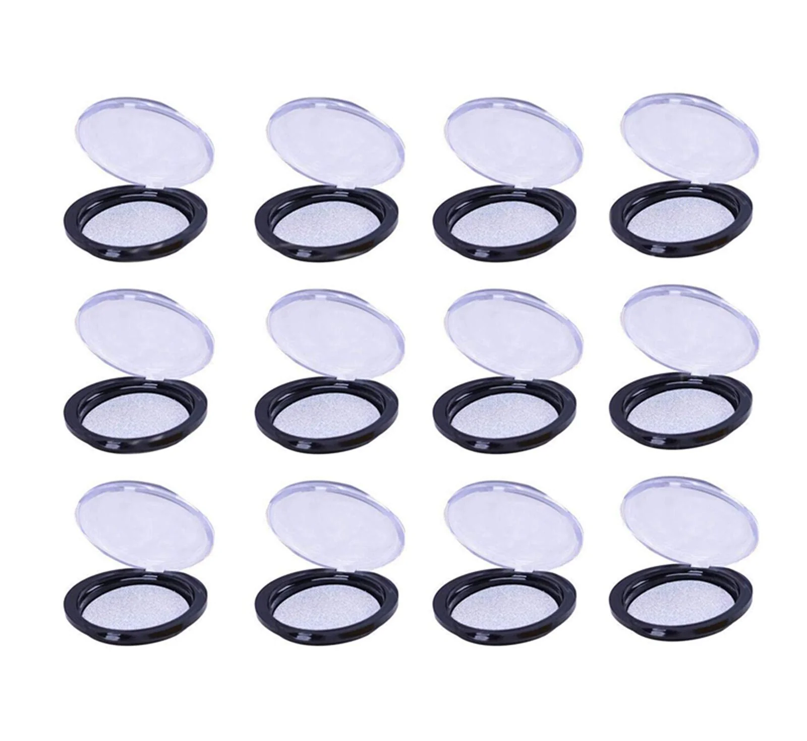 Top-Quality Healthcom 12 Packs Round Lash Boxes Empty Eyelash Storage Box 25mm Acrylic 3D Mink Lash Box Silver Glitter False Eyelashes Case with Tray Eyelash… Minimalist