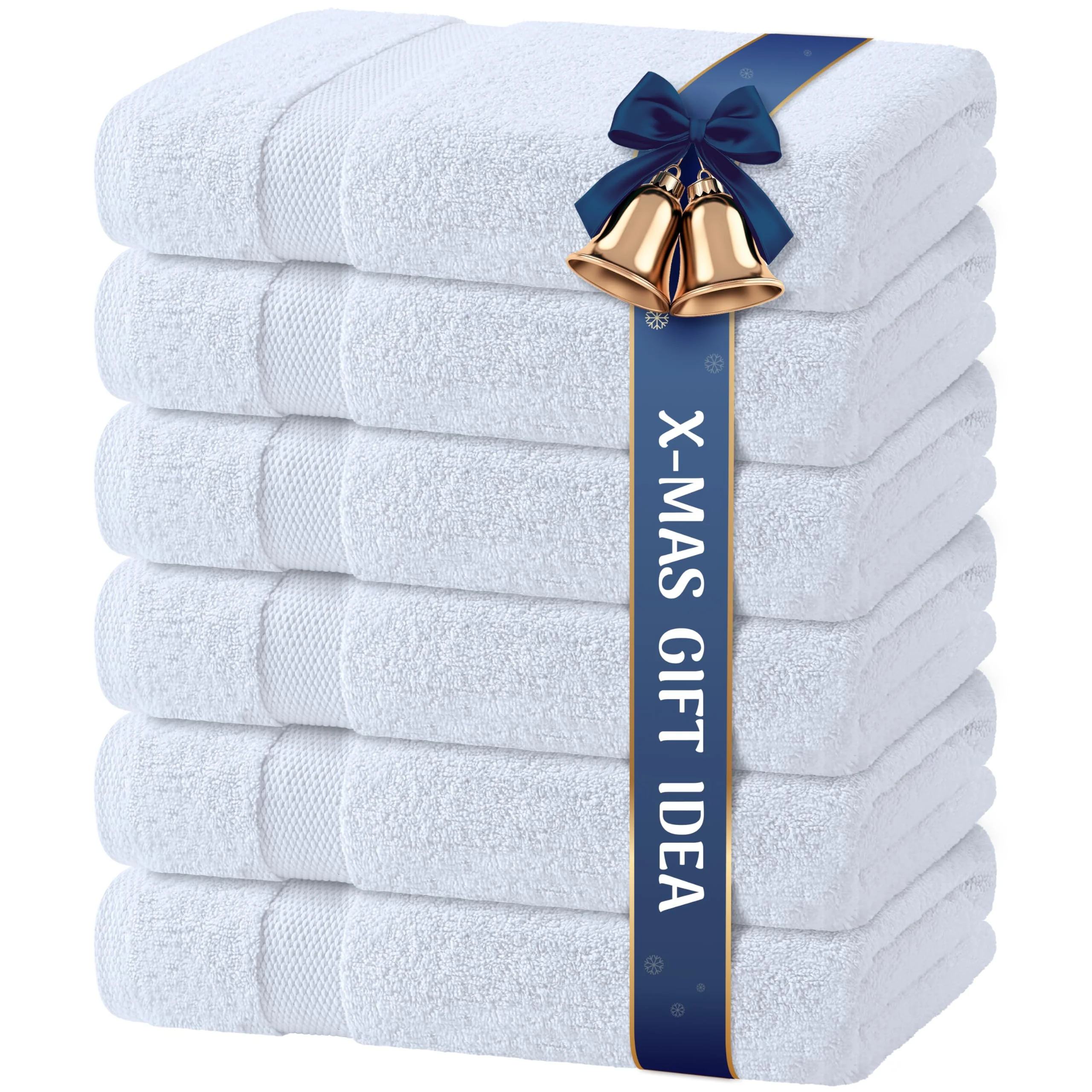 Top-Quality Wealuxe White Bath Towels 24x50 Inch 6 Pack - Extra Absorbent Cotton Towel Set for Bathroom Quality