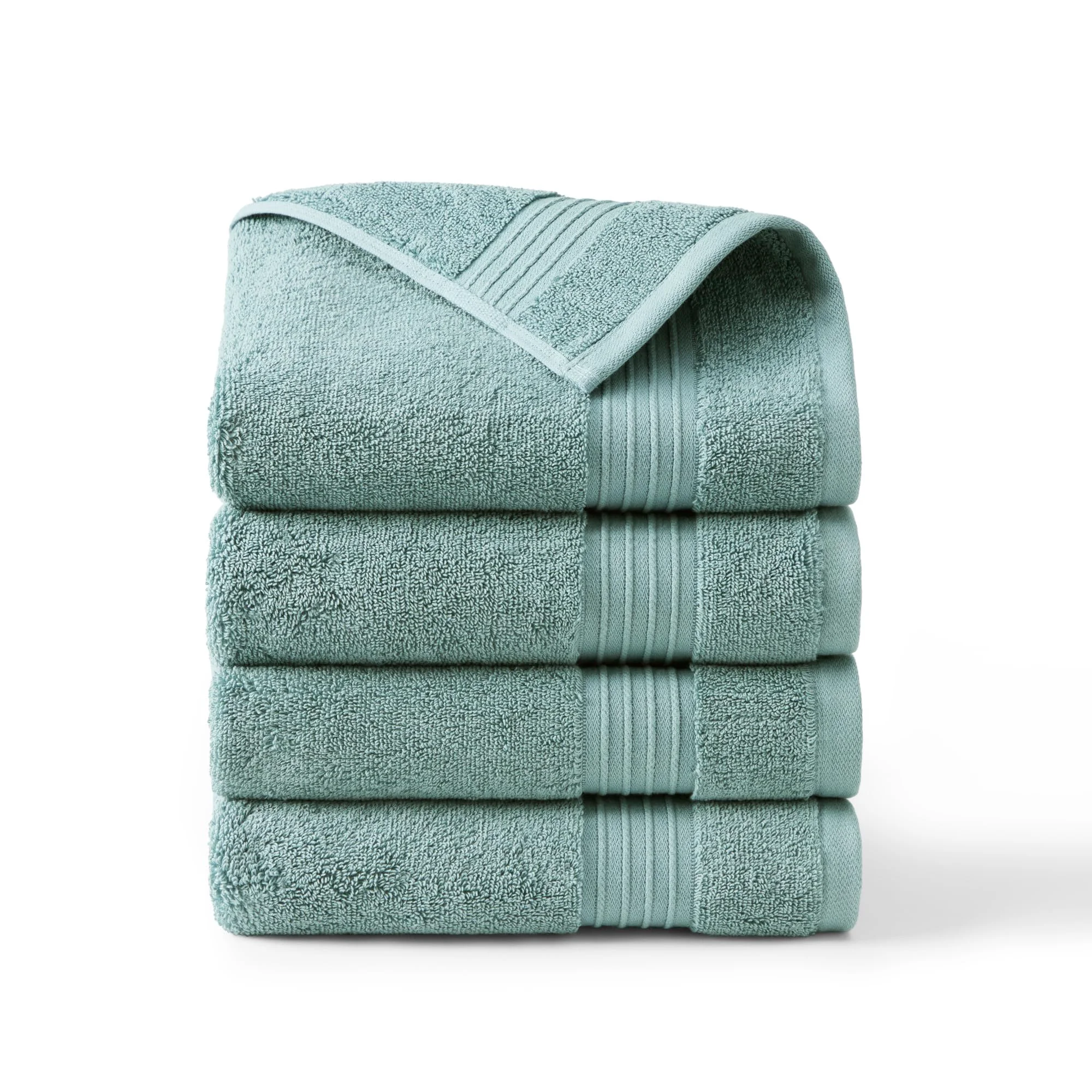 Easy-to-Use Town Country Everyday 4-Piece Solid Dobby Border Hand Towel Set… Traditional