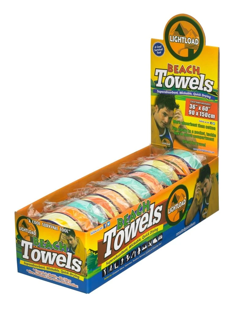 Lightweight Lightload Beach Towels Compressed for Easy Travel and Storage Fast Dry Super Absorbent Multiuse 12 Pack 36x60in. 4.5 oz. Innovative
