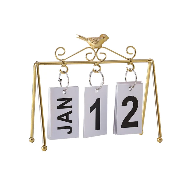 Contemporary Maxbell Desk Calendar Flip Calendar Perpetual Desktop Calendar for Farmhouse Office Gold Refined