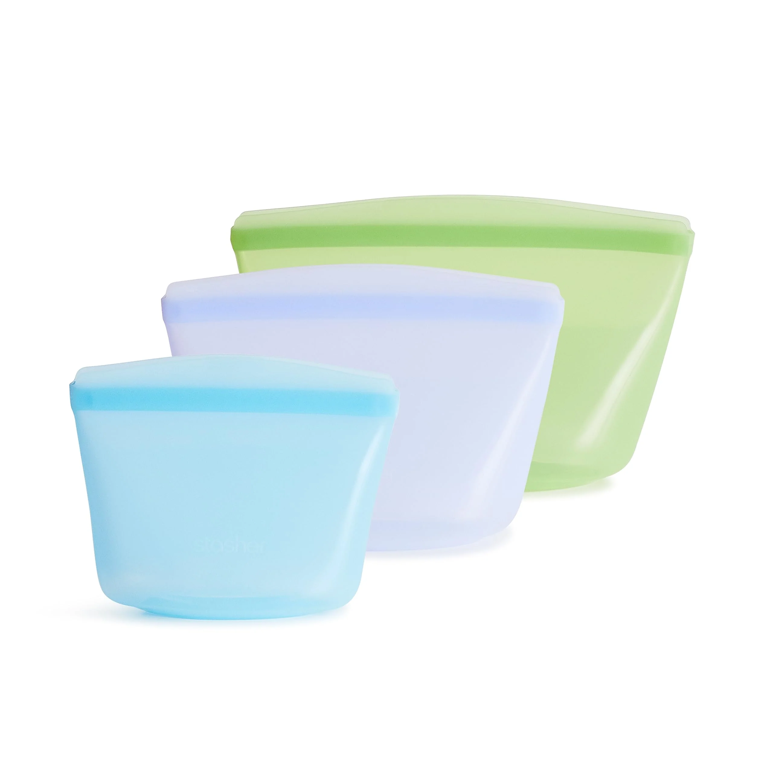 Superior Stasher Premium Silicone Reusable Food Storage Bags 3-Pack Multi Multi-Use Food Storage Bags Lunch Bag Travel Containers BPA Leak-… Smart