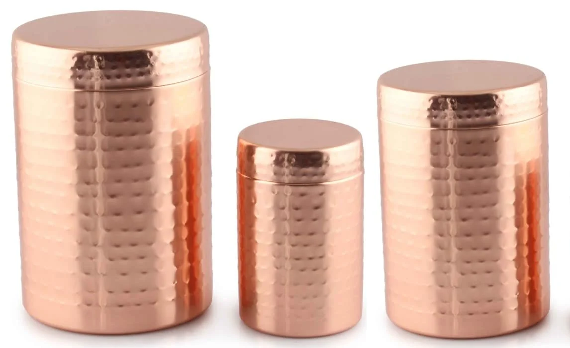 Traditional Old Dutch International Hammered Copper Plated 3 pc Canister Set 21791HC Smart