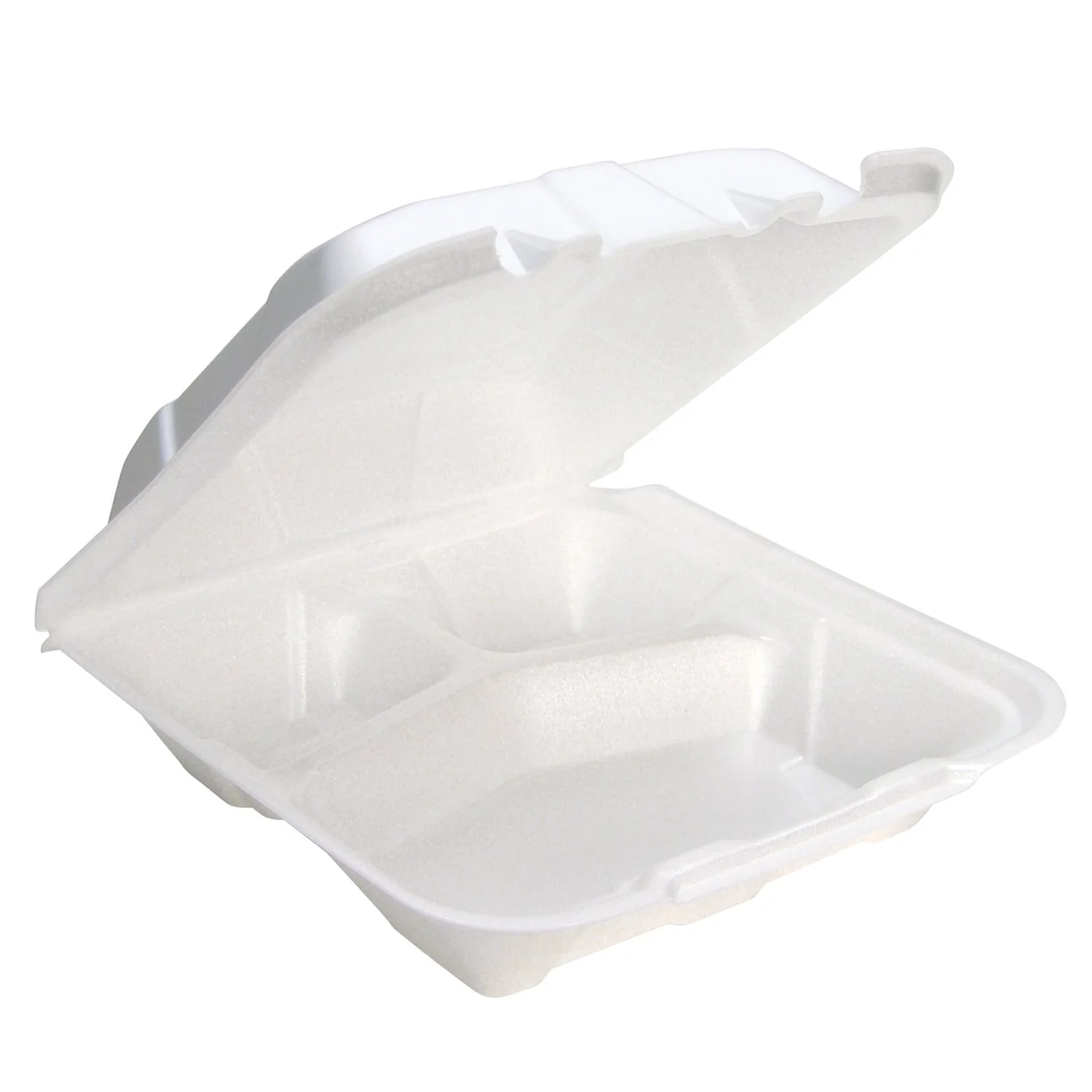 Fashionable Pactiv YTD19903 Foam Hinged Lid Containers White 9 x 9 x 3-1 4 3-Compartment Case of 150 Traditional