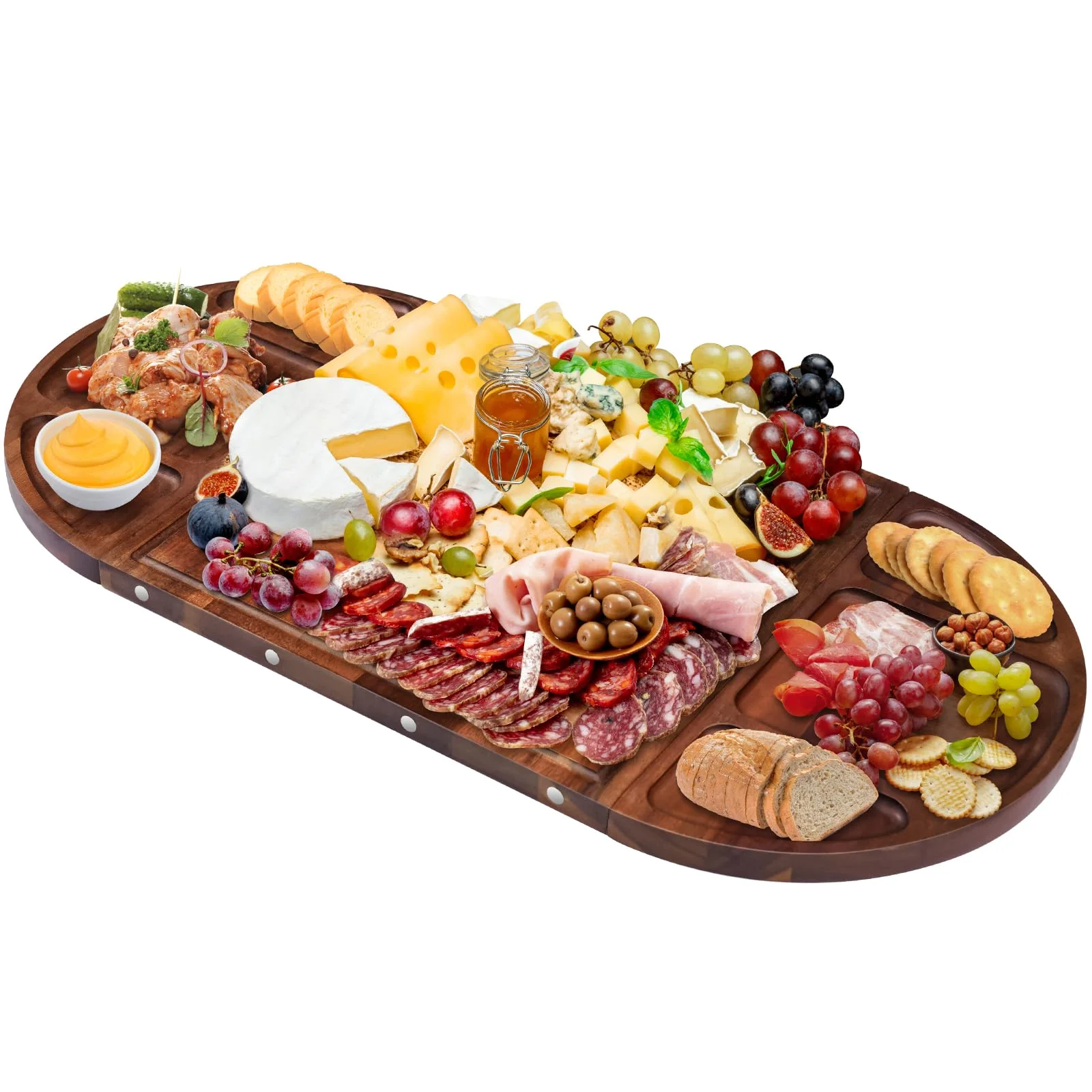 Convenient NiHome Magnetic Acacia Wood Charcuterie Board Large 26 x13 Cheese Board Splice Serving Boards for Entertaining Beautiful Personized Christmas… Selected
