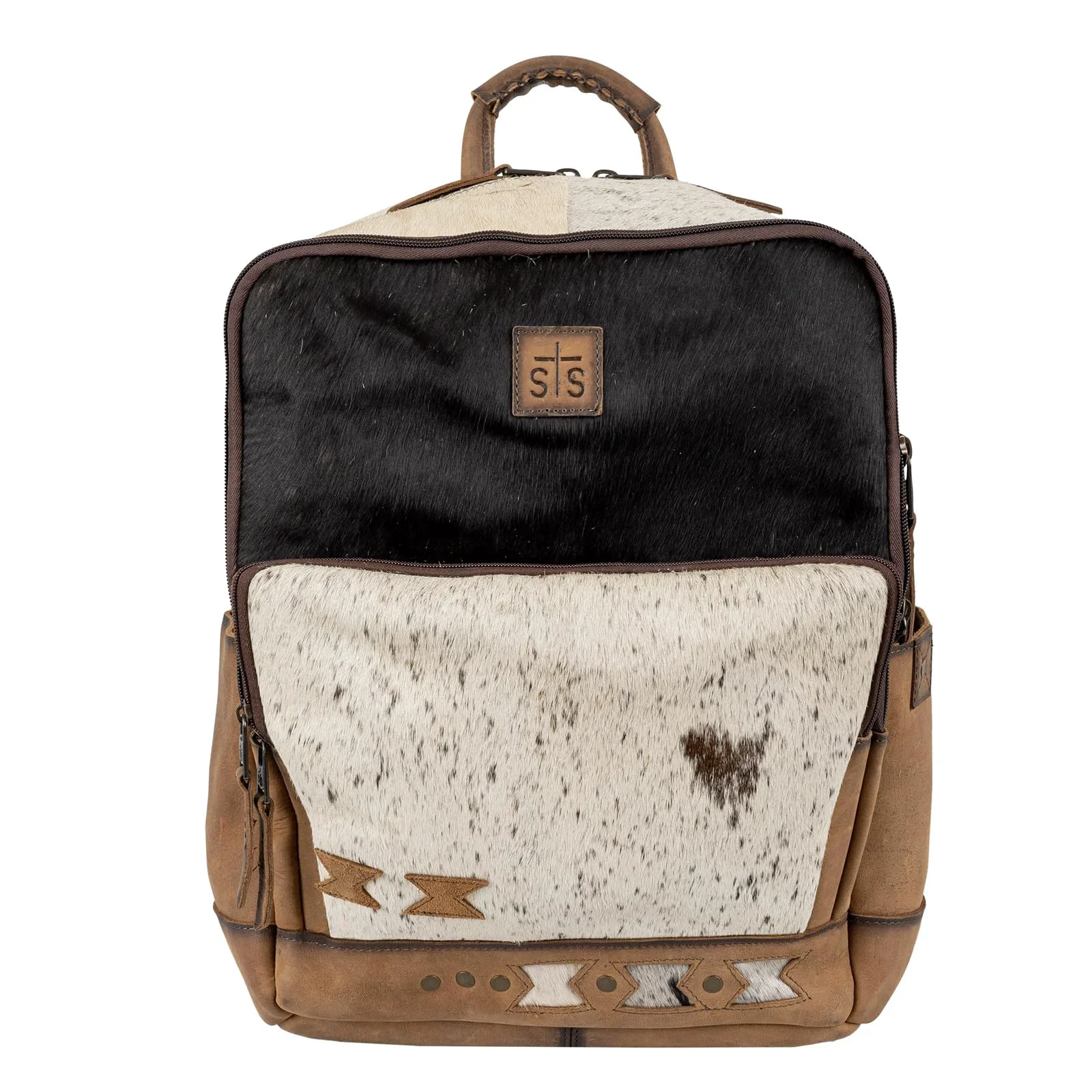 Smooth STS Women's Roswell Faye Durable Leather Backpack w 3 Zip Compartments Cowhide Veg Tan 13 W x 15.5 H x 6 D Sustainable