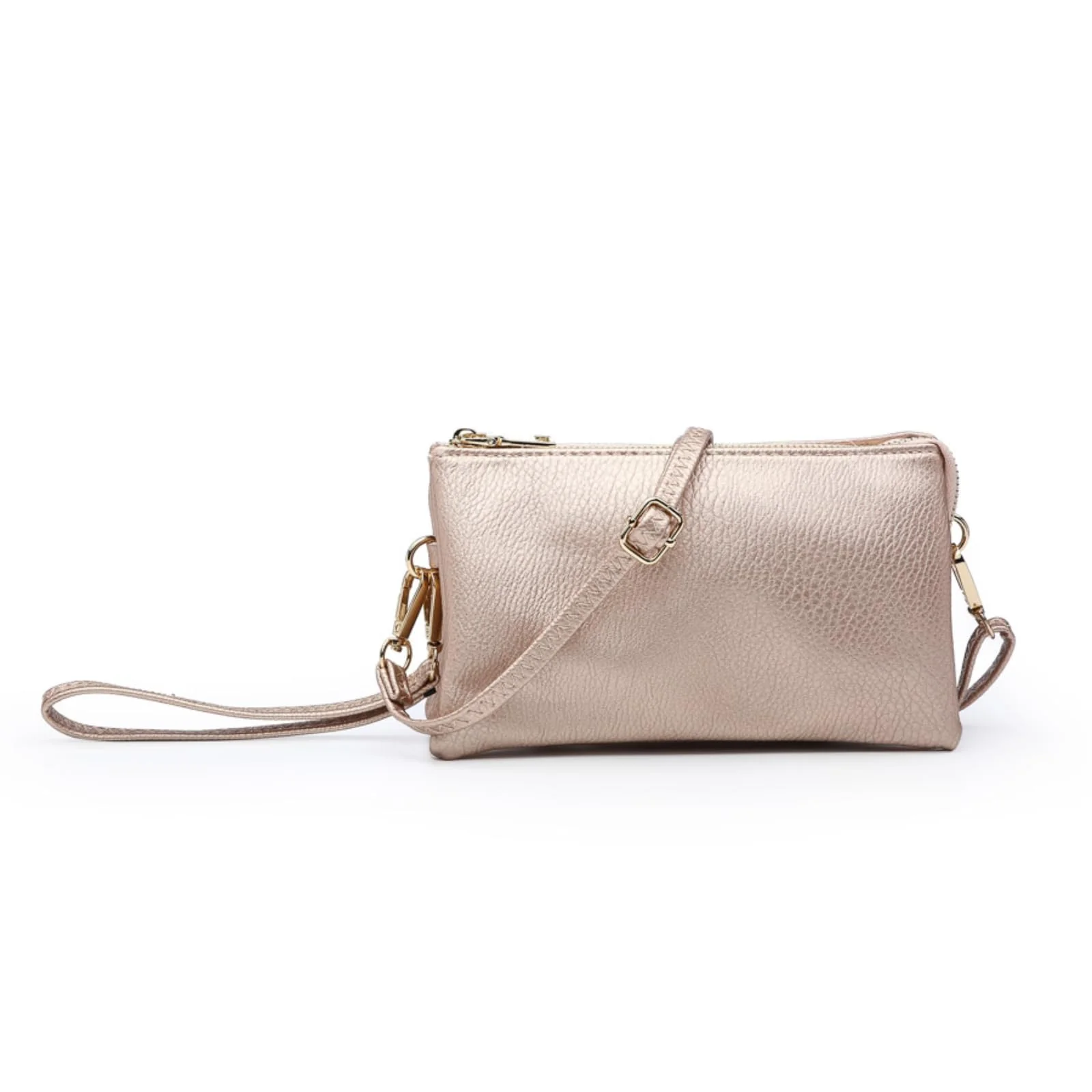 Effective JEN CO. Riley Small Crossbody Bags for Women Vegan Leather Wristlet Clutch Wallet Purses Handbags with 2 Straps Rose Gold Green