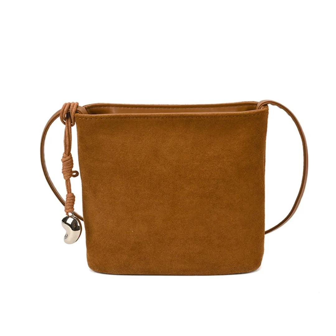 Exclusive Mini Suede Bucket Bags for Women Suede Slouchy Shoulder Bag Crossbody Bags Vintage Fall Purse Hobo Handbag Work Travel Brown Versatile