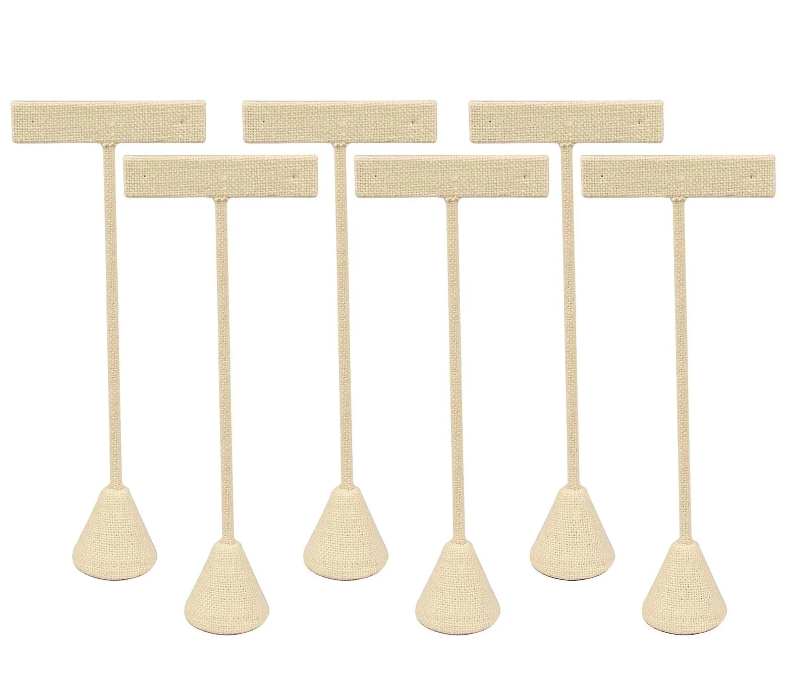 Proven N'ice Packaging - 6 Qty Beige Linen 6.75 High -Standing Earring T-Stand Display T Shape Holder for Tradeshow Home Business or just… Effective
