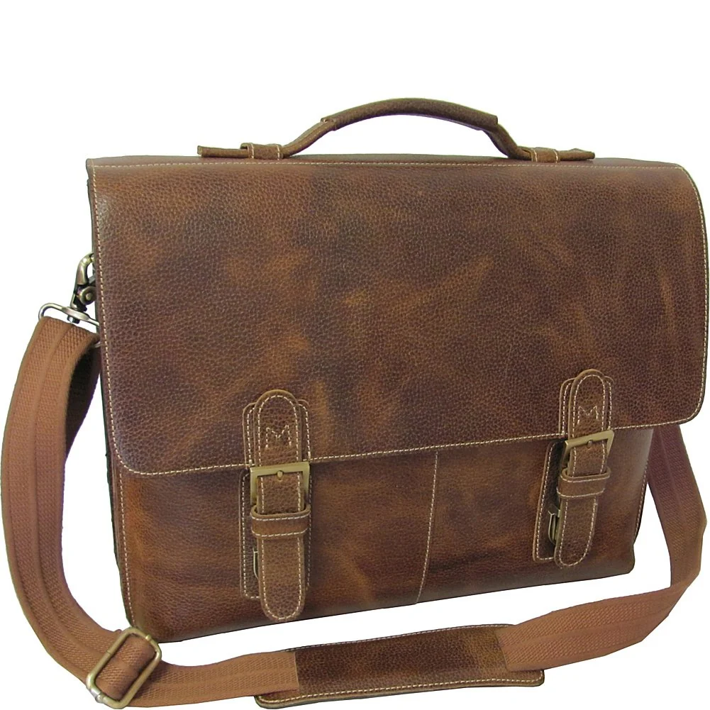 Lightweight AmeriLeather Classical Leather Organizer Briefcase Brown Selected