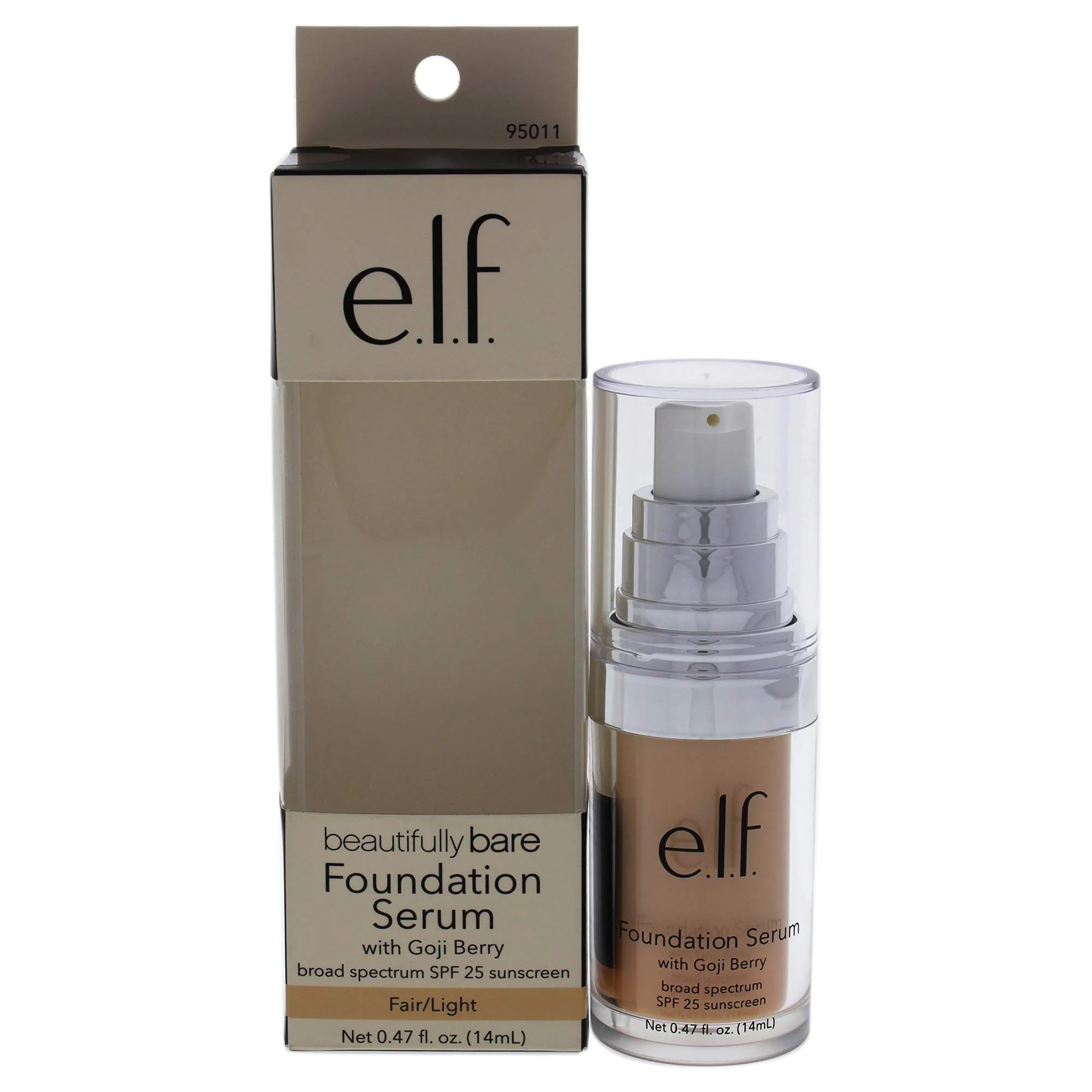 Original e.l.f. Beautifully Bare Foundation Serum SPF 25 Luminous Lightweight Sheer Coverage Minimizes Pores Fine Lines Brightens Restores Dewy Optimized