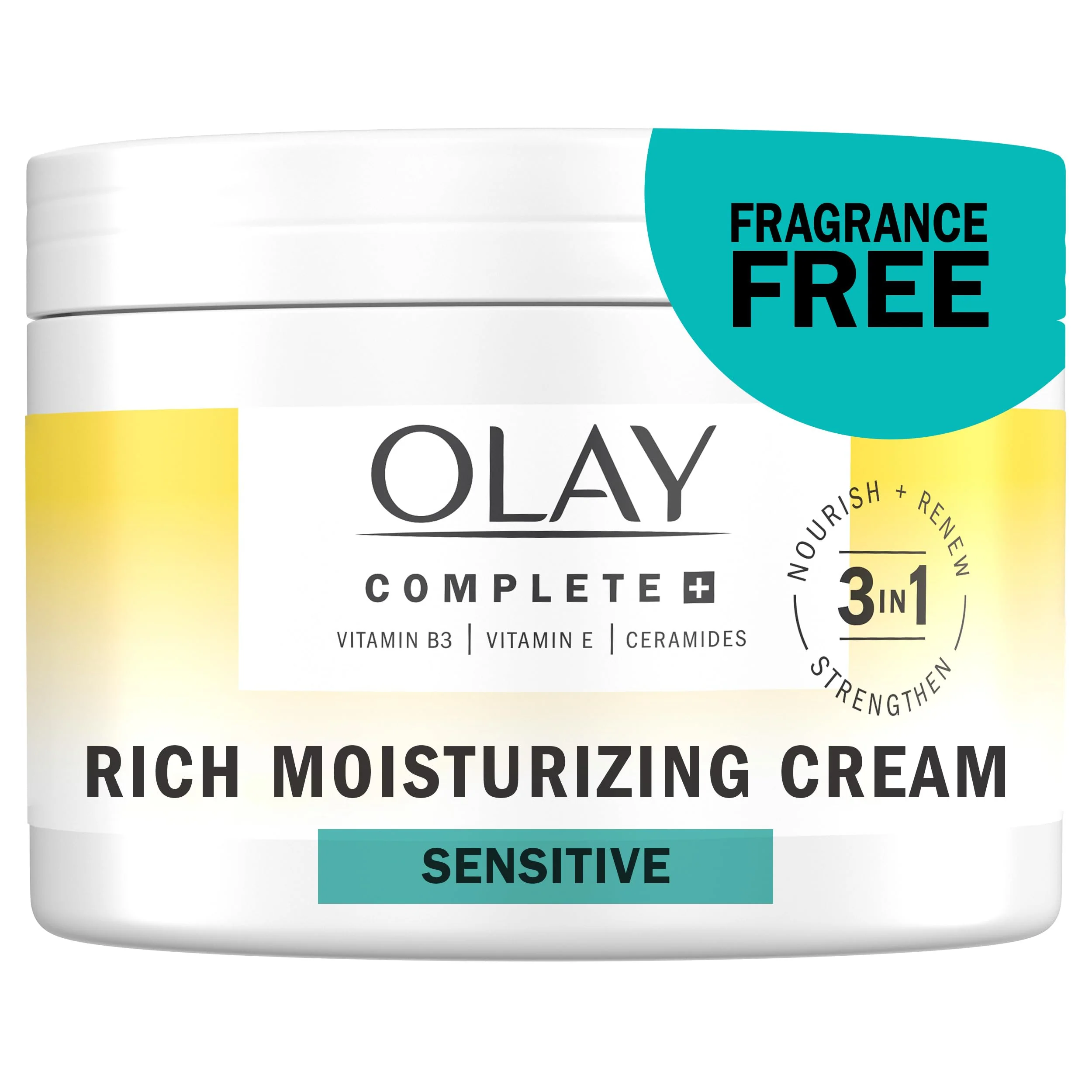 Sustainable Olay Face Moisturizer Complete Rich Moisturizing Cream - Fragrance- Gentle for Dry Sensitive Skin 3-in-1 Hydrating to Strengthen Nourish Dependable