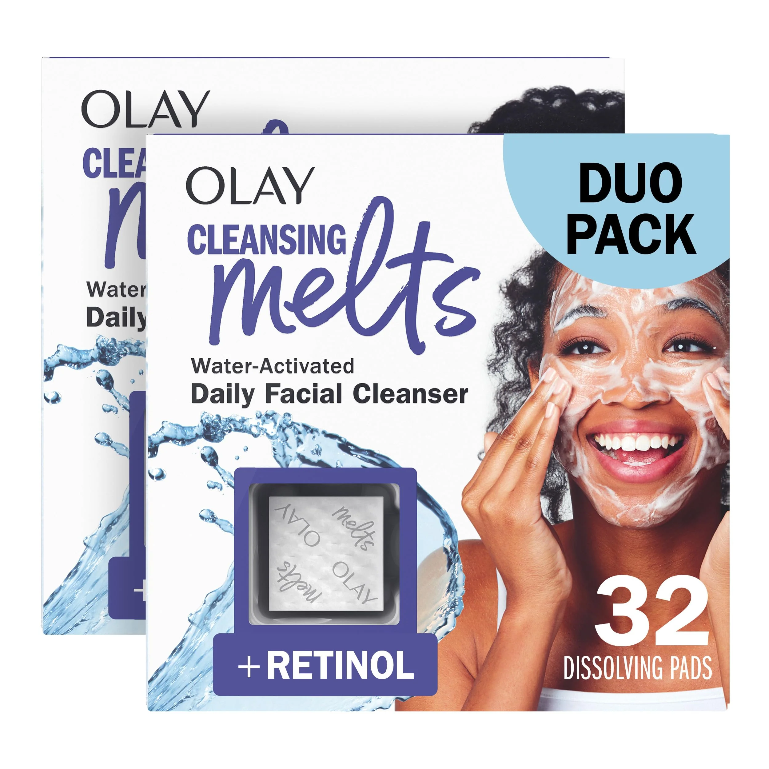 Easy-to-Use Olay Face Wash Retinol Cleansing Melts Fragrance- Daily Use Gentle Cleanser For All Skin Types Travel Size Water-Activated to Clean Tone Solid