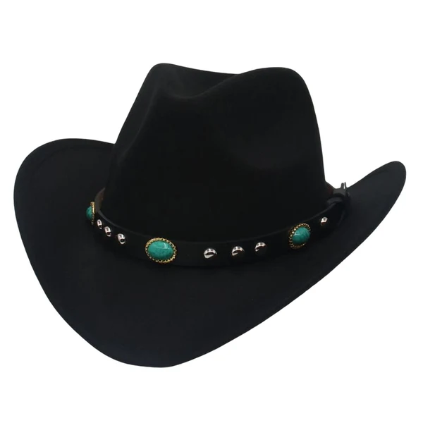 Organic Maxbell Felt Western Cowboy Hat Wide Brim Jazz Hat Vintage Sun Visor Hat for Travel Black Excellent