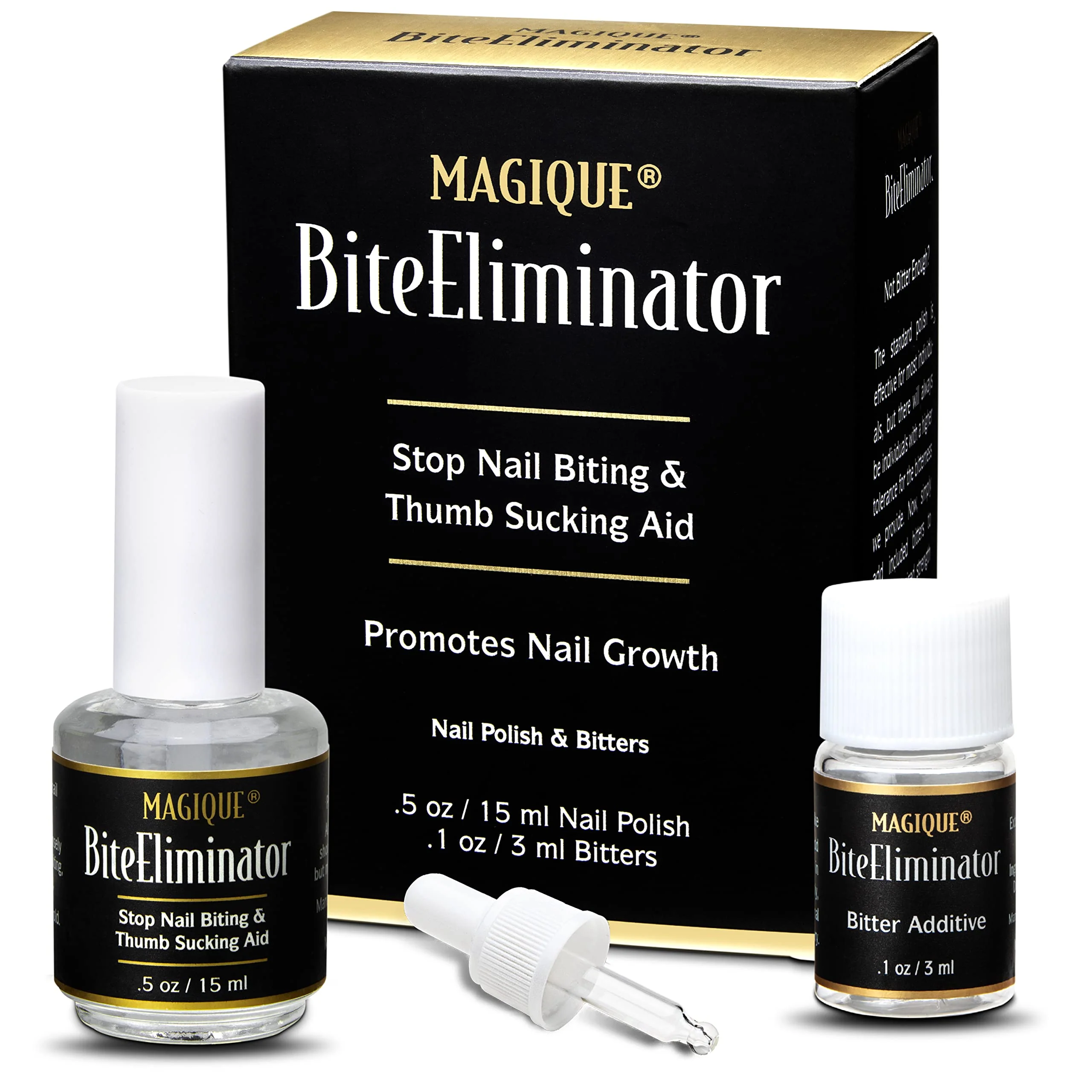 Consistent Magique Bite Eliminator - Stop Thumb Sucking Nail Biting for Kids Adults - Bitter Nail Polish Treatment - Customizable Strength - 0.5 Fl Oz Clean