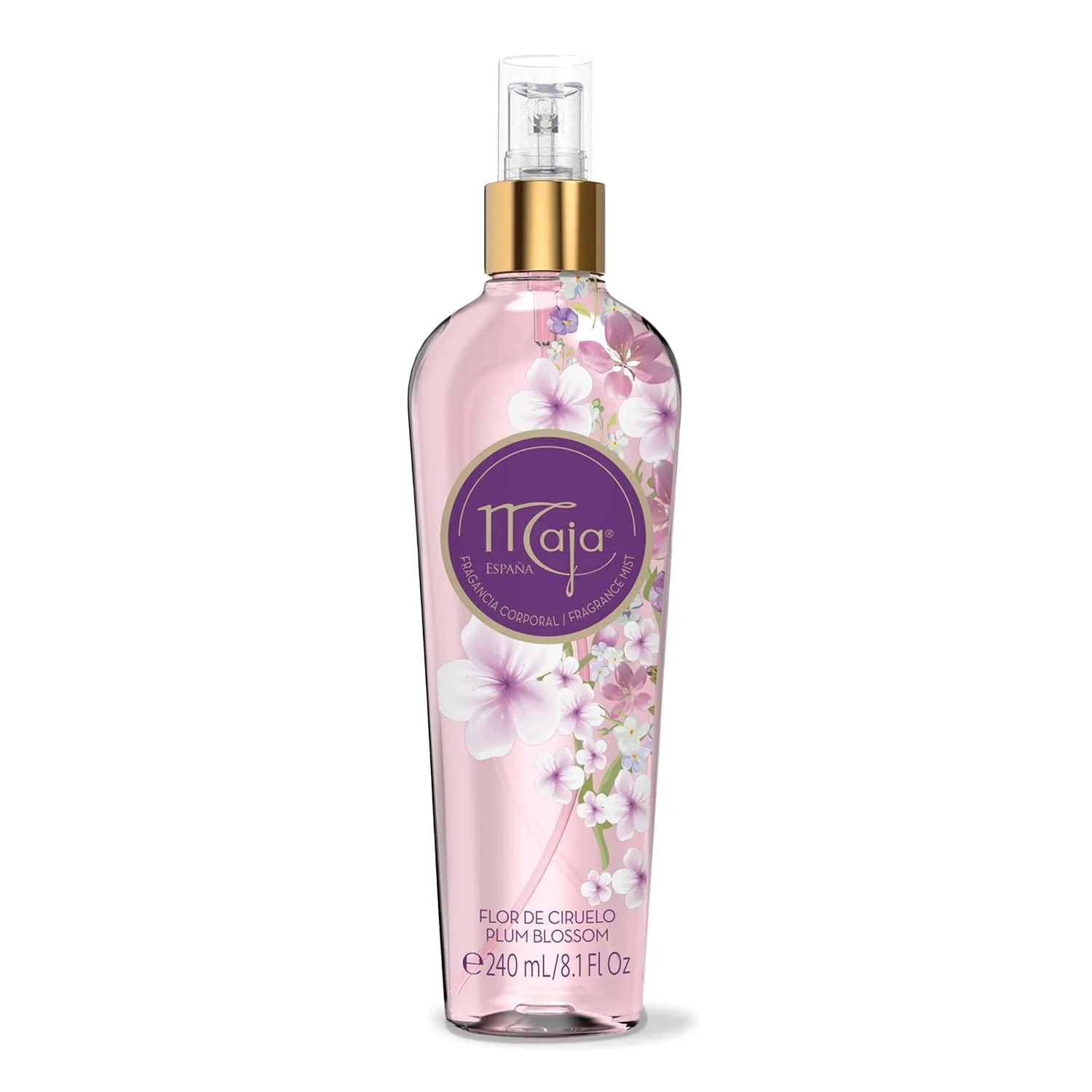 Excellent Maja Plum Blossom Perfumed Body Mist with Floral and Fruity notes to refresh yourself any time Transparent Purple 8.1 Fl Oz Spray Bottle Next-Generation