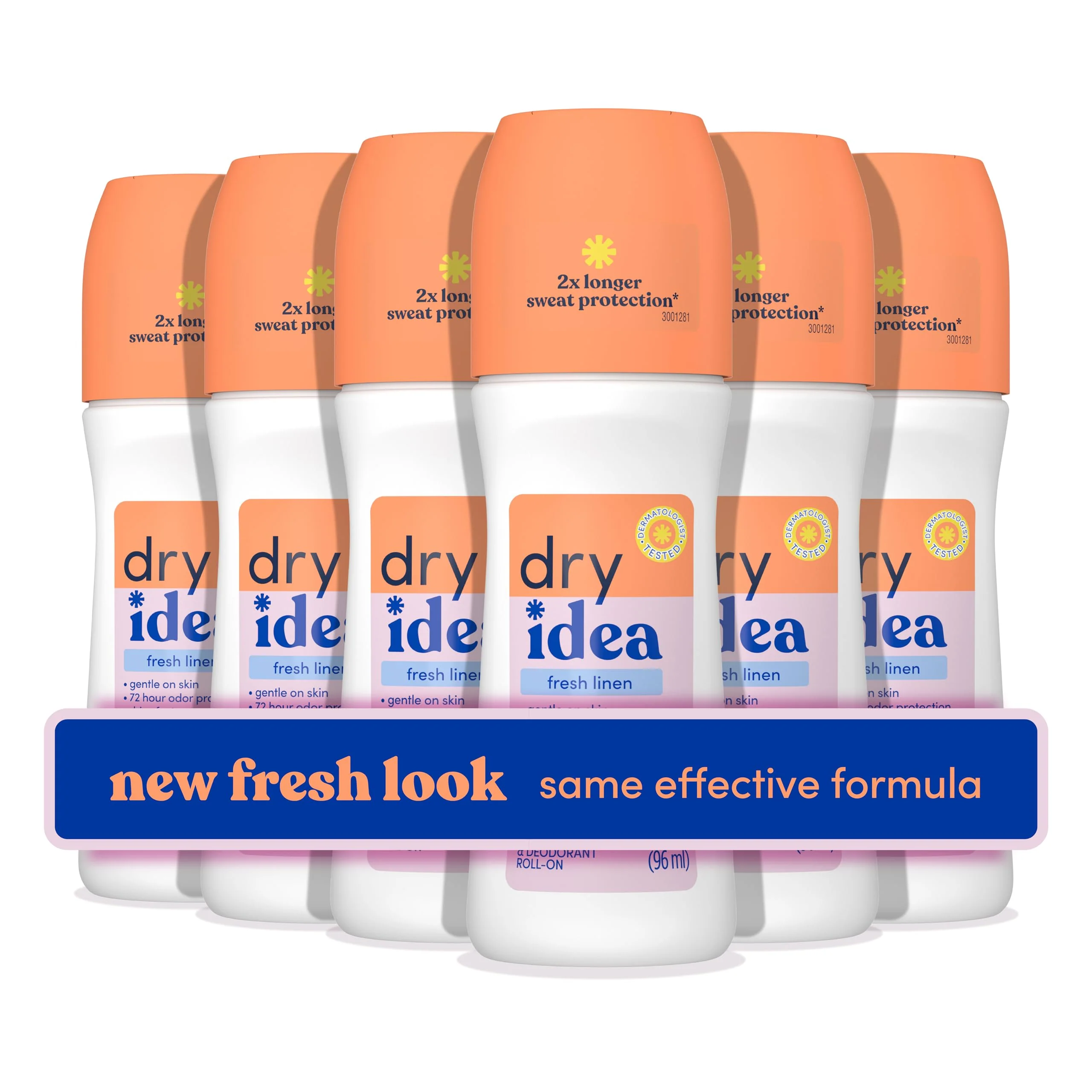 Traditional Dry Idea Fresh Linen Scent Roll On Deodorant Antiperspirant for Women - Gentle on Sensitive Skin 2X Longer Sweat Protection 72Hr Sweat Odor Long-Lasting