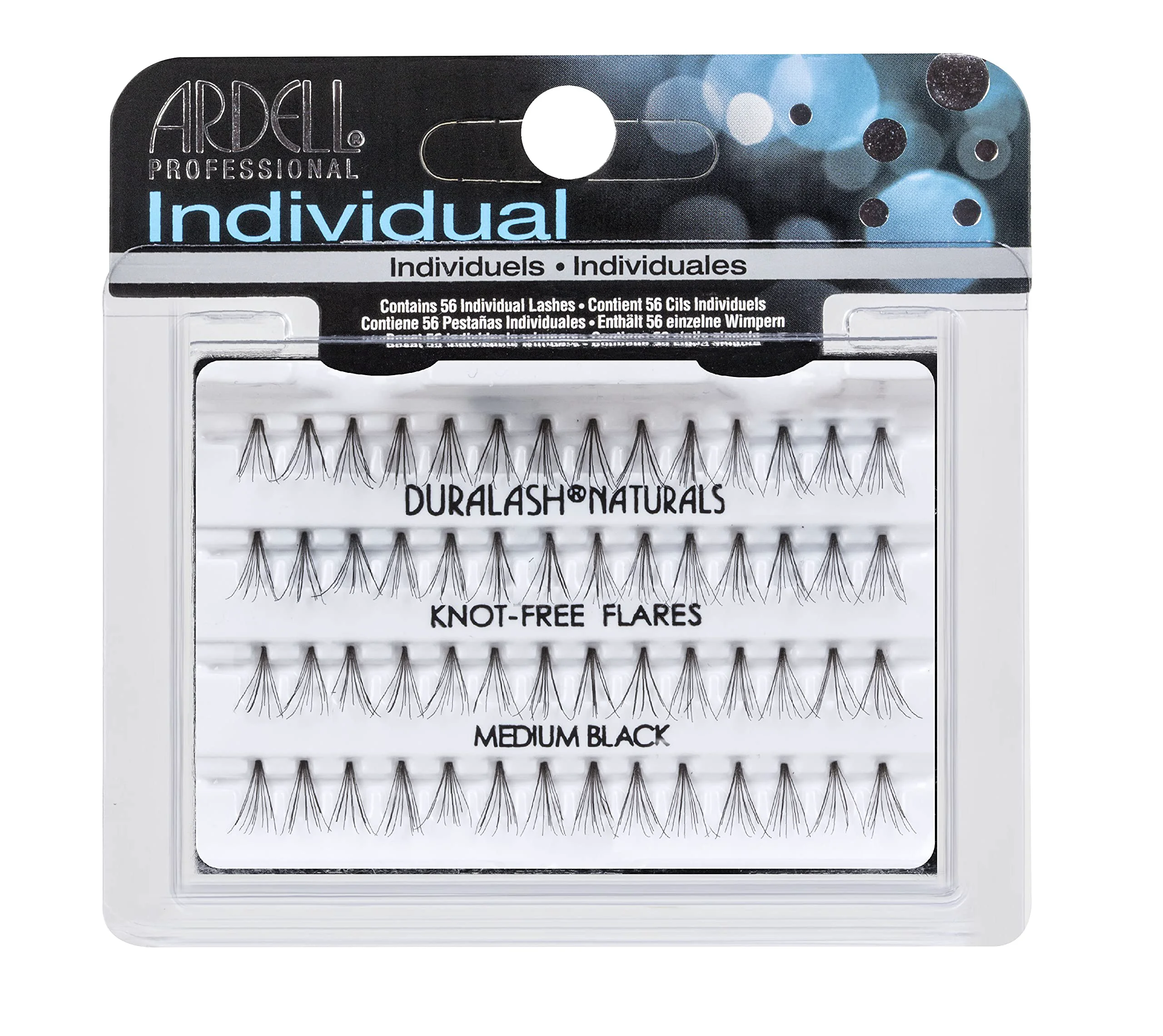 Solid Ardell Duralash Naturals Flares Knot- Medium Black 56 Count Pack of 6 Smooth