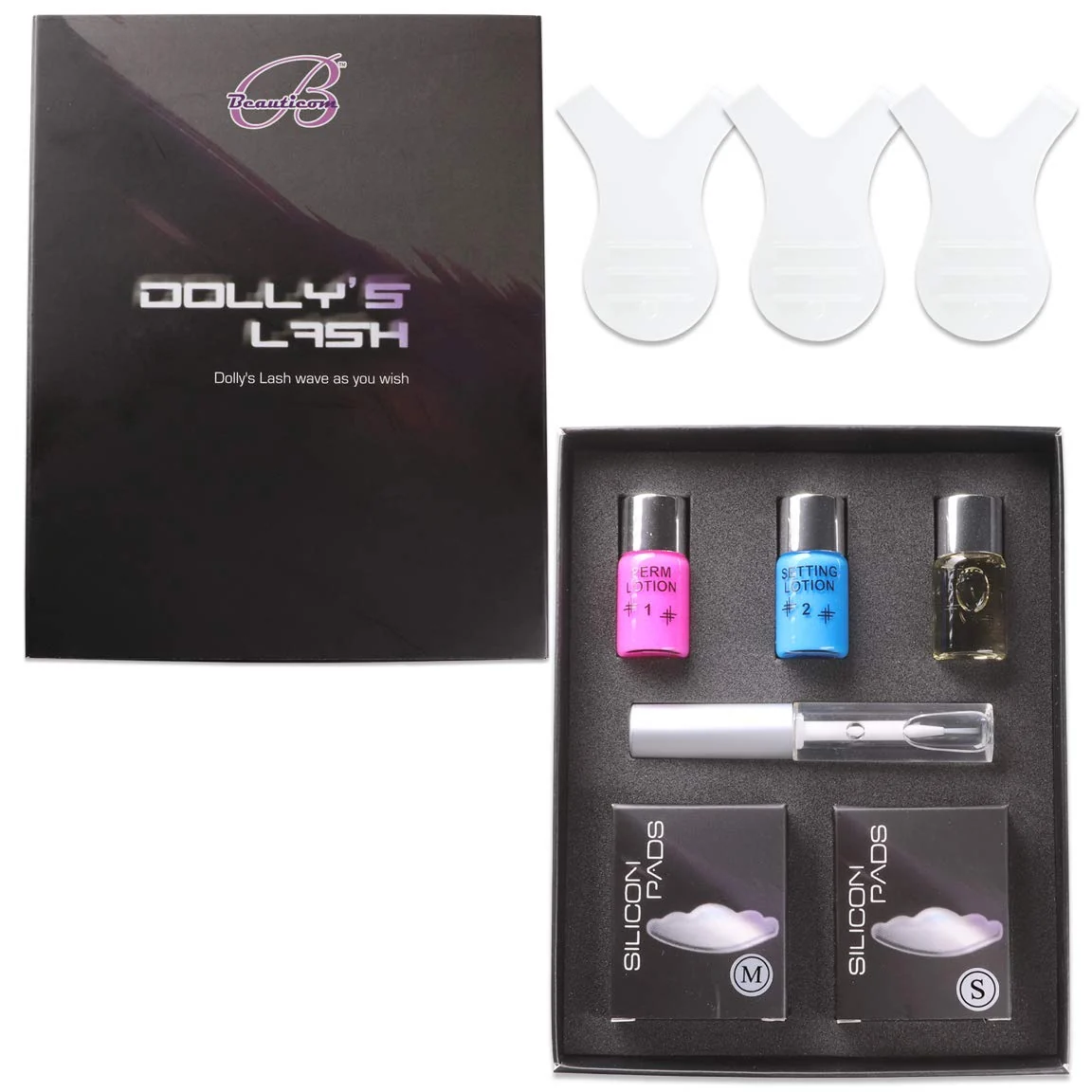 Unique Beauticom Dolly's Lash Lift Eyelash Wave Lotion Premium Quality Perm Kit - Professional Curling Perming Lifting etc. Small and Medium Pads Environmentally Friendly