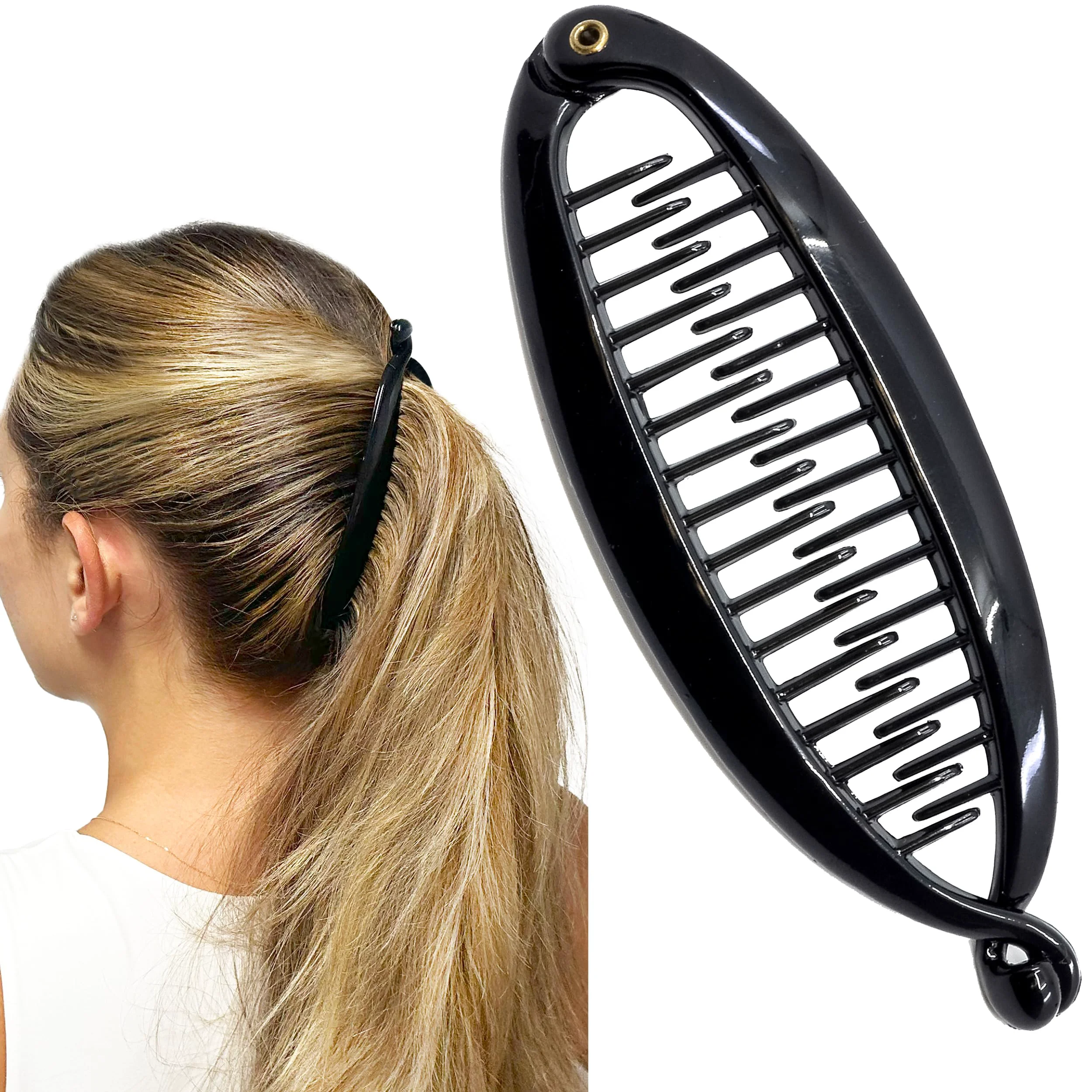Fast Camila Paris NV136 French Large Banana Clip Hair Comb Flexible Banana Clips Hair for Thick Hair Ponytail Holder Interlocking Styling Clips for Women Prestigious