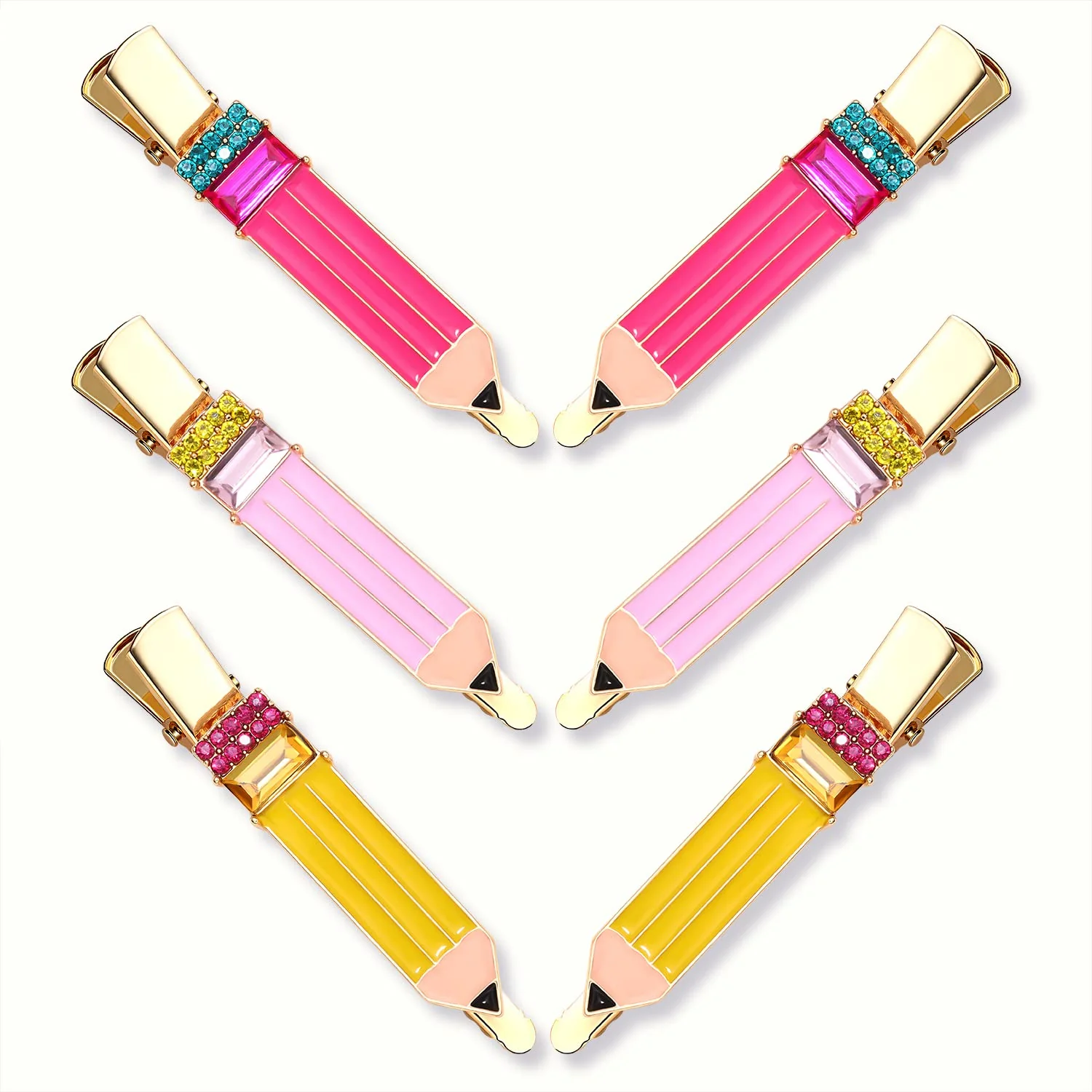 Efficient HZEYN Pencil Hair Clip - 6 Pack Teacher Hair Clips Funny Pencil Hair Clips Back To Shool Hair Accessories for Teachers Student Powerful
