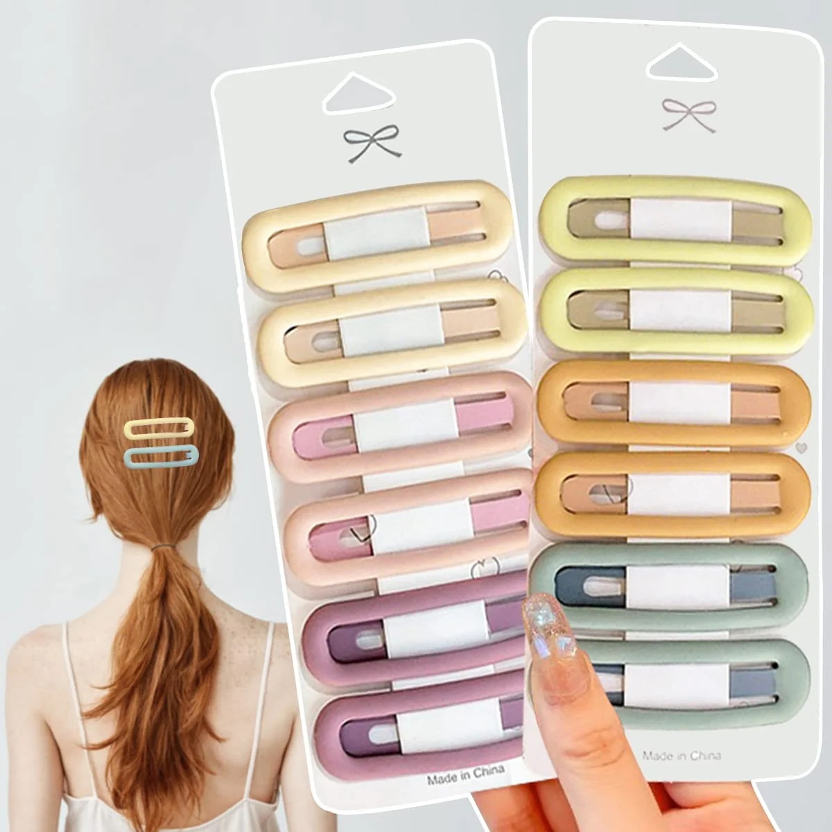Fashionable YOBEYI French Hair Barrettes 12 Pcs Big Snap Matte Finish Hair Clips for Styling Accessories - Macaron Color Hold Thick Hair ly in Place Original