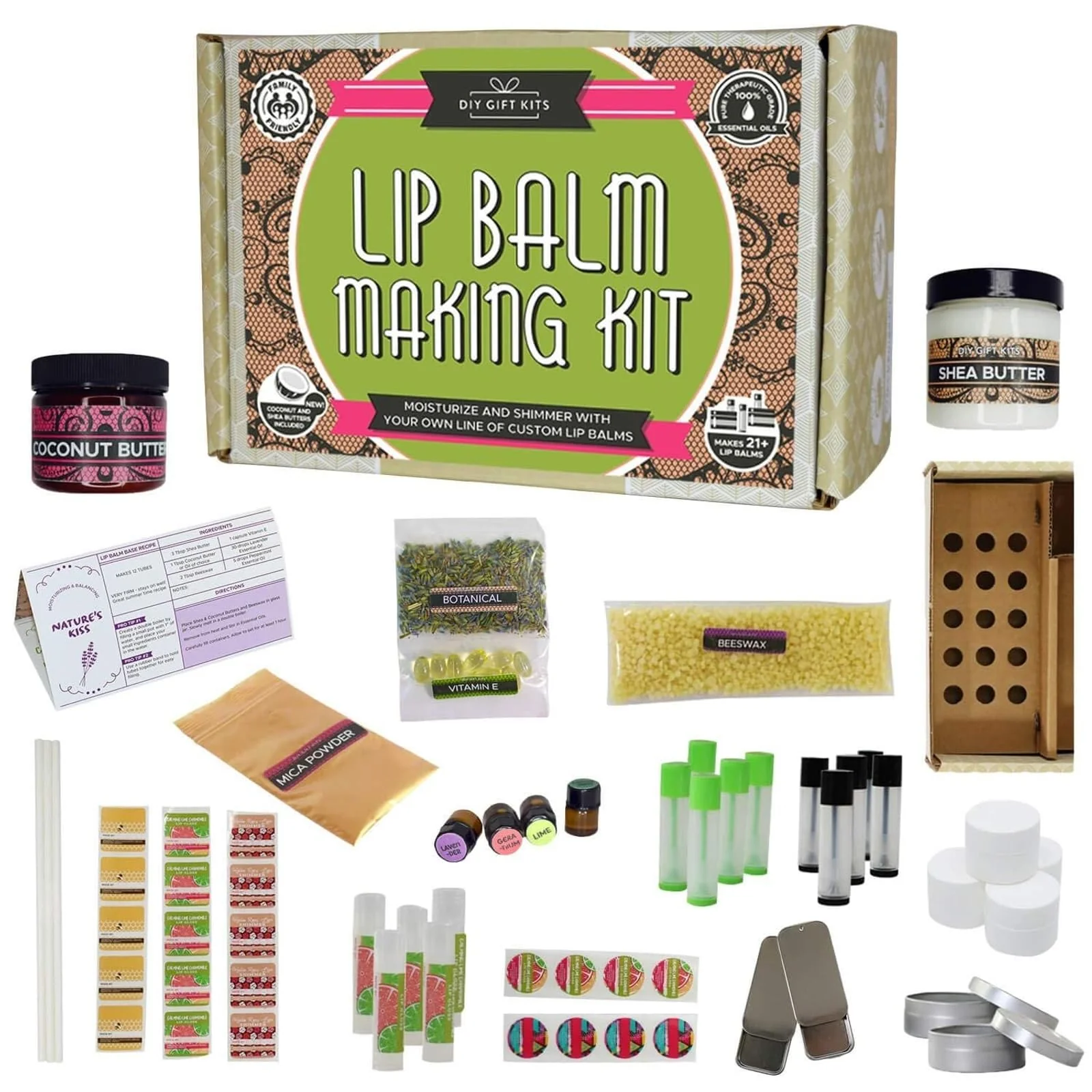 Detailed DIY Gift Kits Lip Balm Making Kit - DIY Self-Care Craft Kits - Lip Balm Equipment with Mica Tubes - DIY Homemade Products with Shea Coconut Butter Dependable
