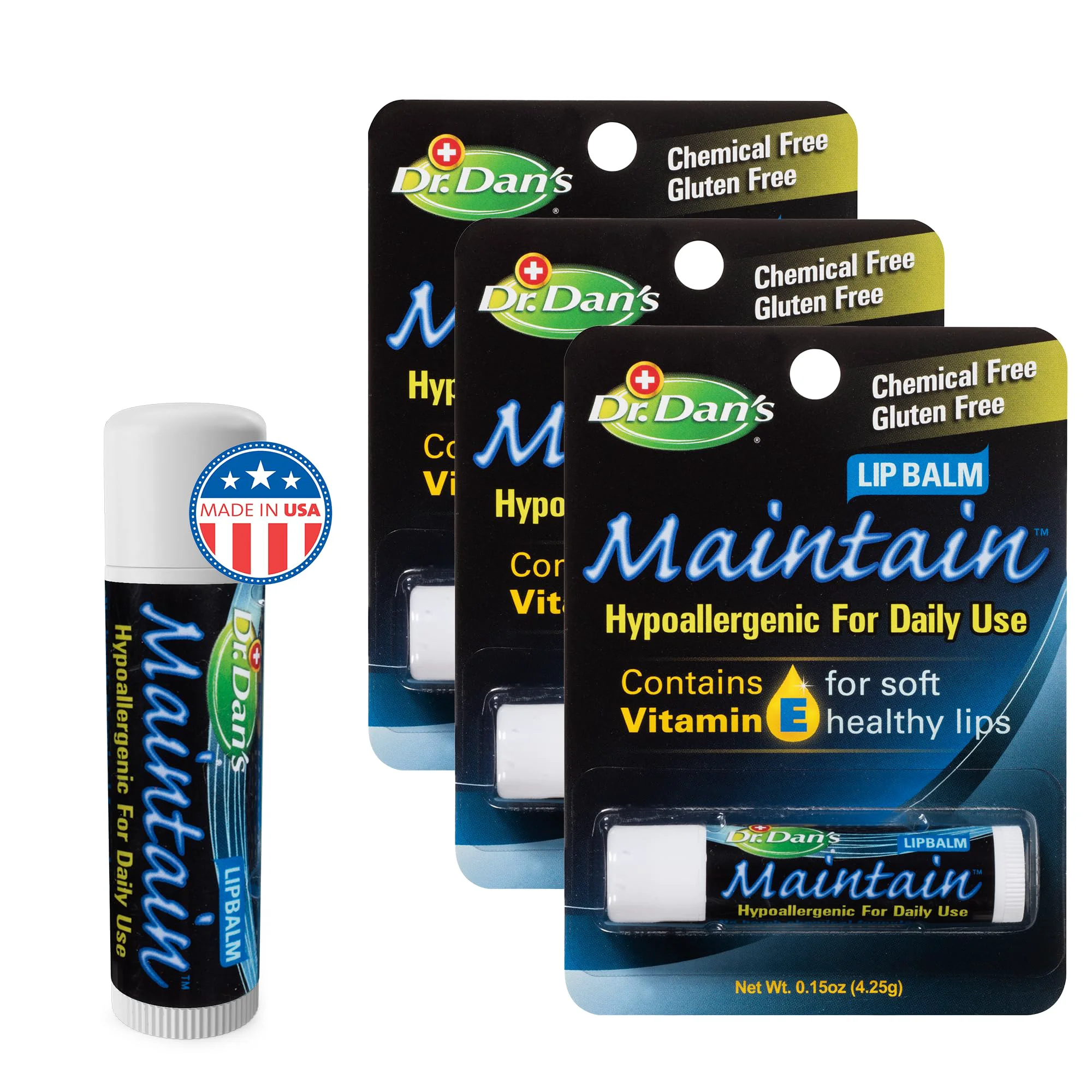 Advanced Dr. Dan's Maintain Lip Balm - for Everyday and Cortibalm aftercare Mild Ingredients Beeswax Vitamin E Enriched for Moisturizing Dry Lips Fashionable