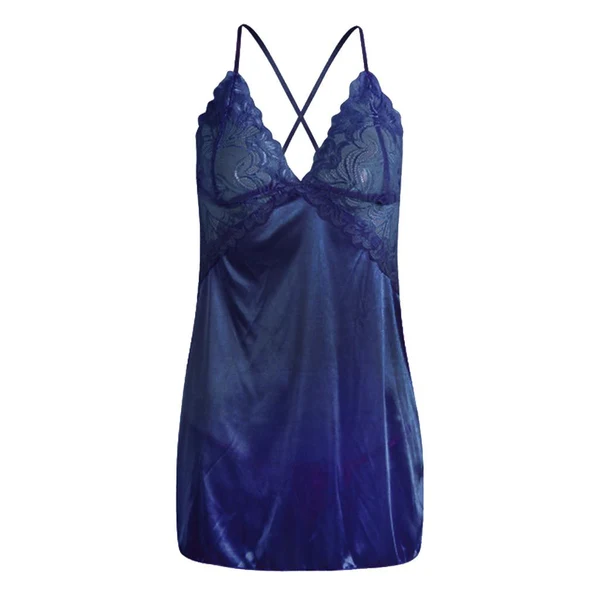 Traditional Maxbell Women's Babydoll Lingerie Lace Strappy Sleepwear T-back Set Nighty Blue XL Dependable
