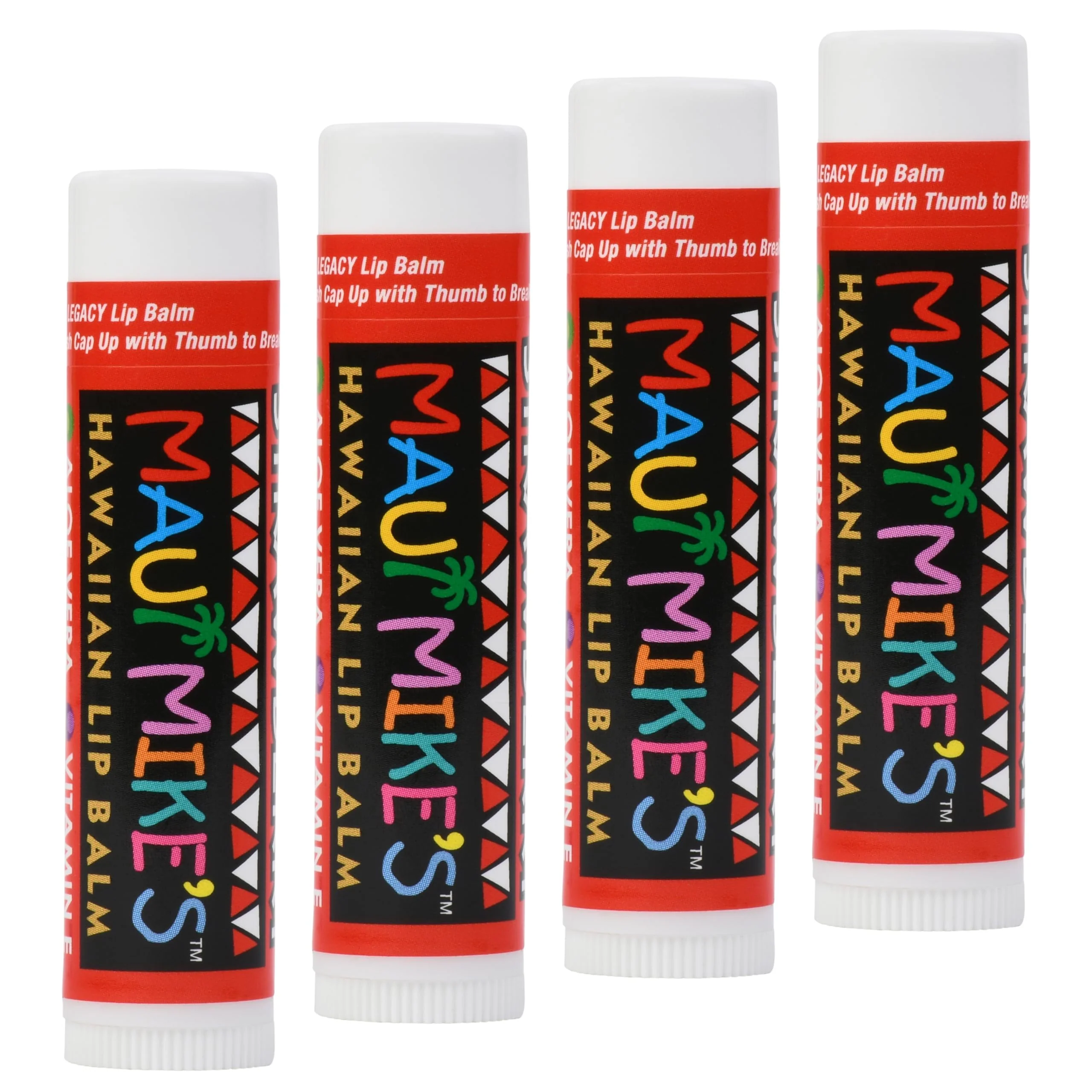 Pure MAUI MIKE'S Tasting Lip Balm STRAWBERRY 4 PACK Contains Aloe Vera Vitamin E and Beeswax. Glides on Smooth Like the Wave. Great Premium Material